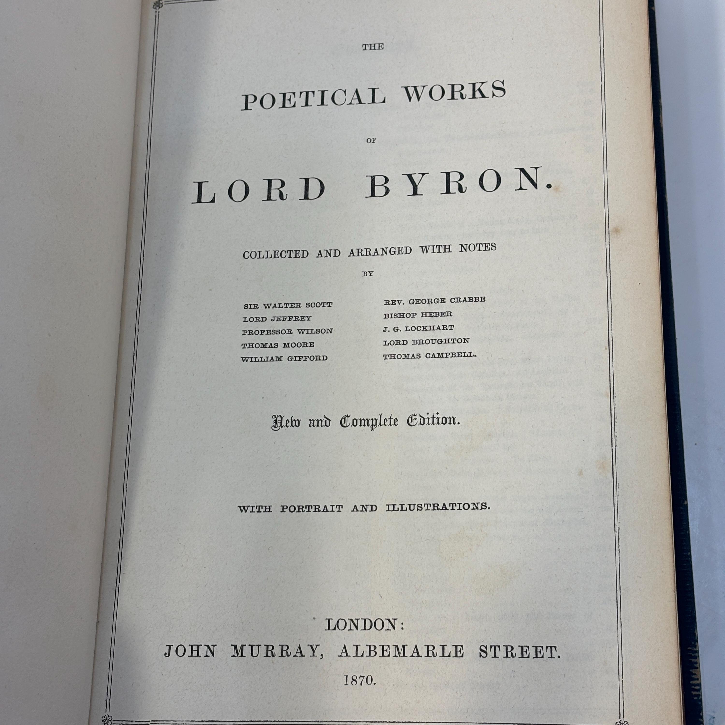 The Poetical Works of Lord Byron. Collected and Arranged with Notes by Sir Walter Scott, Lord Jeffrey, Professor Wilson, et al. New and Complete Edition. With Portrait and Illustrations. — photograph 2.