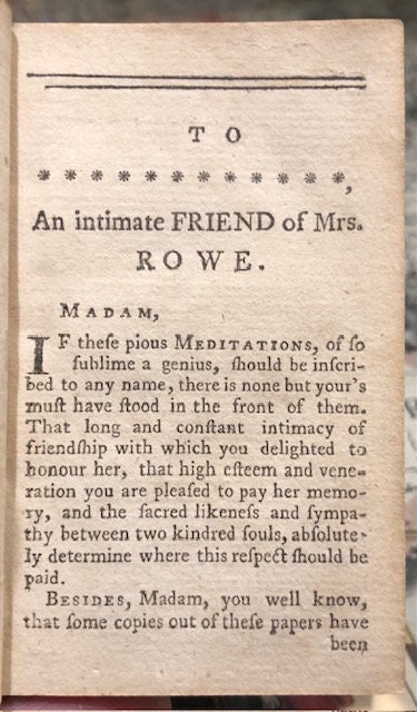 Devout Exercises of the Heart in Meditation, Soliloquy, Prayer and Praise. By the late pious and ingenious Mrs Elizabeth Rowe. Reviewed and published, at her request, by I. Watts, D.D. — photograph 6.