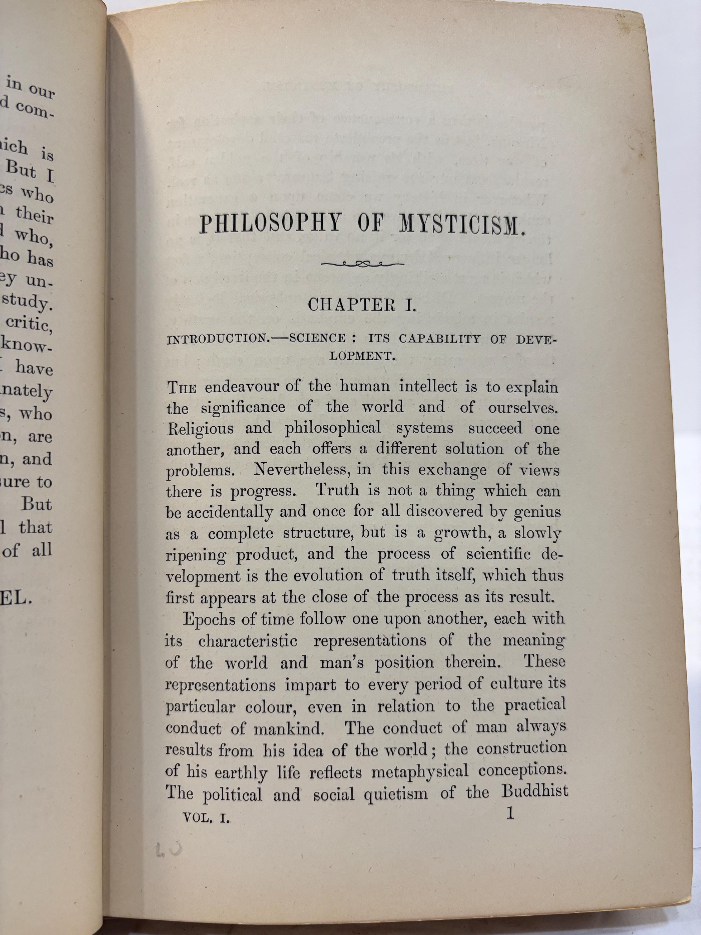 The Philosophy of Mysticism In Two Volumes. First Edition. — photograph 7.