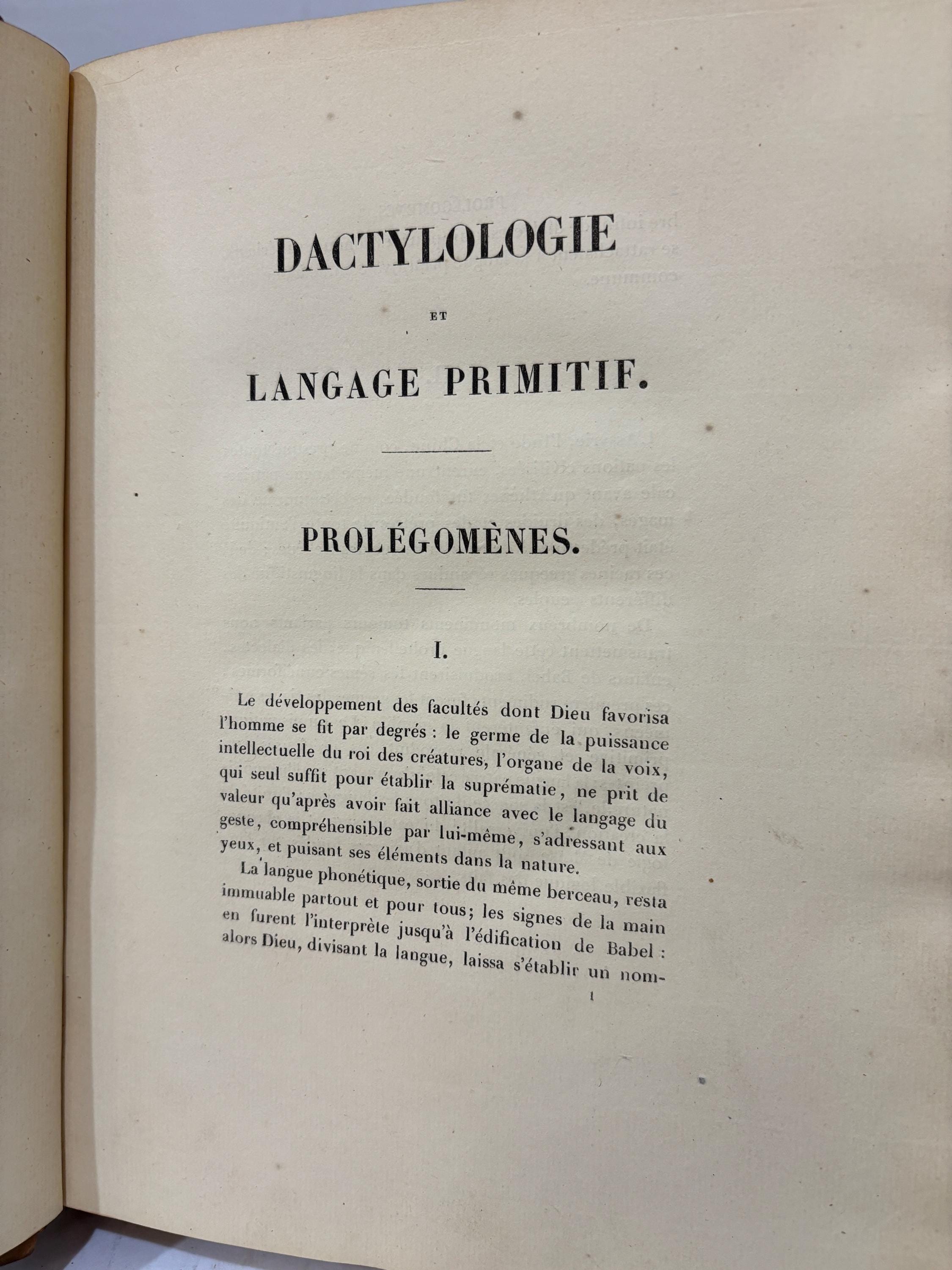 Dactylologie et Langage Primitif restitués d’après les monuments. Translated: Dactylology and Primitive Language restored from the monuments. French Language, 61 plates, 2 in Color — photograph 5.