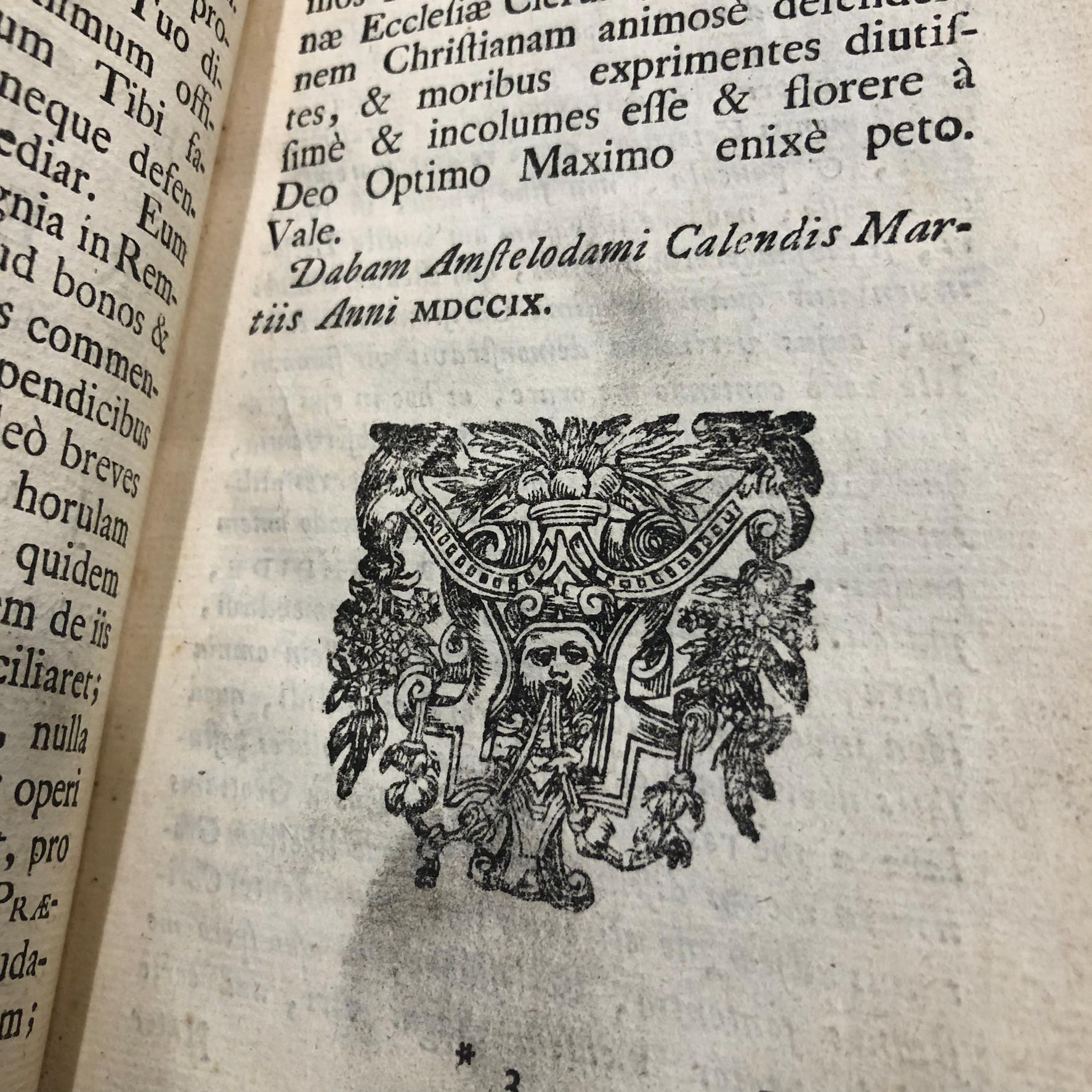 Hugo Grotius De Veritate Religionis Christianæ. Editio accuratior, Quam secundum recensuit, notulisque illustravit Joannes Clericus; cujus accessit De eligenda inter Christianos dissidentes Sententia, Liber Unicus. Translated: Hugo Grotius On The Truth Of The Christian Religion. A more accurate edition, Which has been revised a second time, and illustrated with notes by Johannes Clericus; to which has been added On choosing among Christians who disagree, An opinion, A single book. — photograph 7.