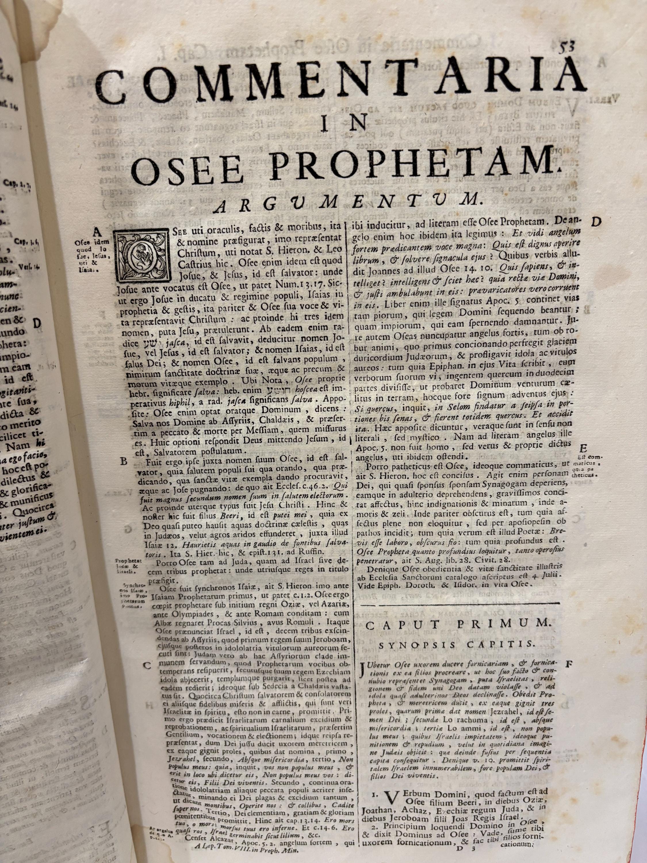 R. P. Cornelii Cornelii A Lapide E Societate Jesu, Sacræ Scripturæ olim Lovanii, Postea Romæ Professoris, Commentaria In Duodecim Prophetas Minores. Editio novissima anterioribus auctior, & correctior, ac indicibus necessariis illustrata. Translated: Father Cornelius Cornelii A Lapide Of the Society of Jesus, Formerly Professor of Sacred Scripture at Louvain, Later at Rome, Commentary On the Twelve Minor Prophets. Newest edition, enlarged beyond the previous ones, and corrected, illustrated with the necessary indexes. Latin Language — photograph 8.