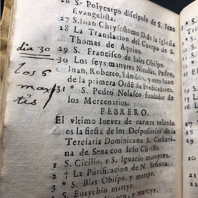 Milicia De Jesu Christo, Y Tercera Orden de Penitecia de Santo Domingo de Guzman. Origen, Confirmacion, Privilegios, Indulgencias, Regla, Constituciones, Ordinaciones, Officios, Exercicios, y Santos Particulares de dicha Tercera Ordea. (Translated:Militia of Jesu Christo, and Third Order of Penance of Santo Domingo de Guzman. Origin, Confirmation, Privileges, Indulgences, Rule, Constitutions, Ordinations, Offices, Exercises, and Particular Saints of said Third Order) — photograph 10.
