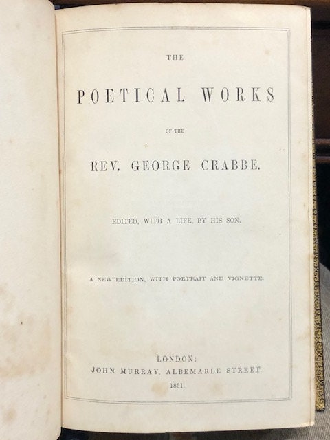 The Life and Poetical Works of the Rev. George Crabbe, Edited by his Son, in one volume. — photograph 4.