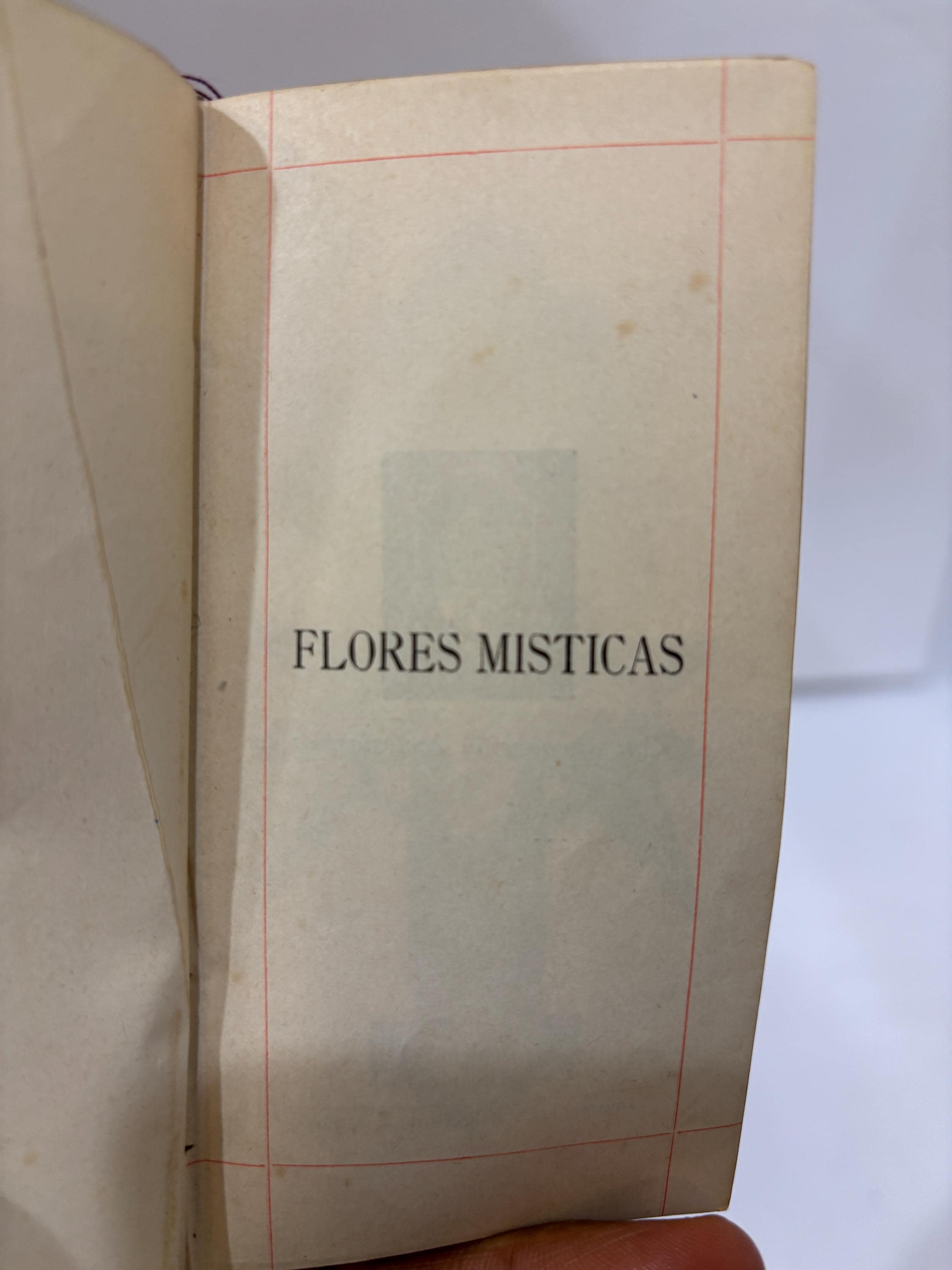 Flores misticas Oraciones de la mañana y noche ◊ Santa Misa ◊ Ejercicio para la confesion ◊ y comunion ◊ Semana Santa etc. ◊ Compilado por el sac. Don F. R. Misionero apostólico. Translated: Mystical flowers Prayers for the morning and night ◊ Holy Mass ◊ Exercise for confession ◊ and communion ◊ Holy Week etc. ◊ Compiled by the priest Don F. R. Apostolic missionary. Spanish Language. — photograph 8.
