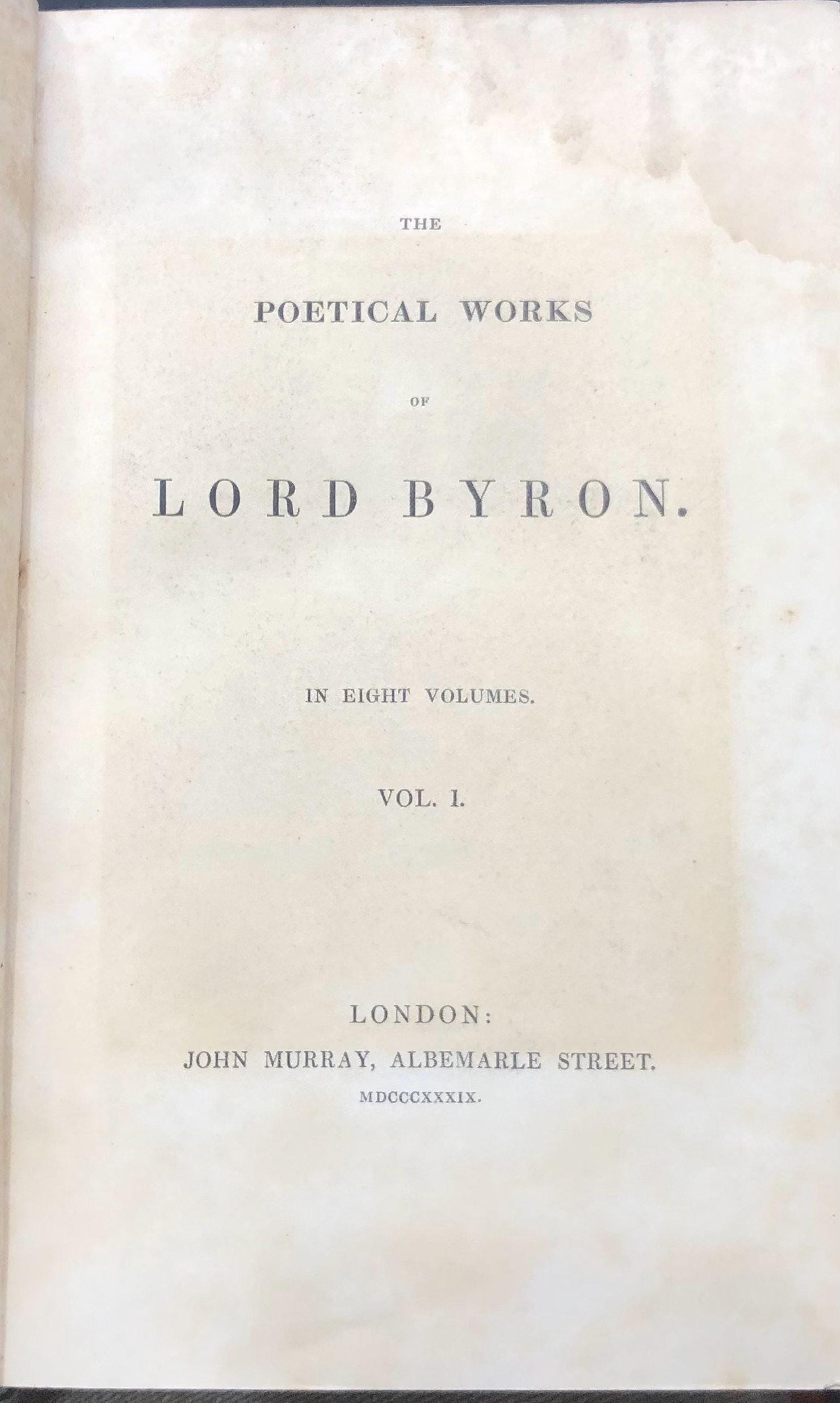 Poetical works of Lord Byron in Eight Volumes — photograph 2.