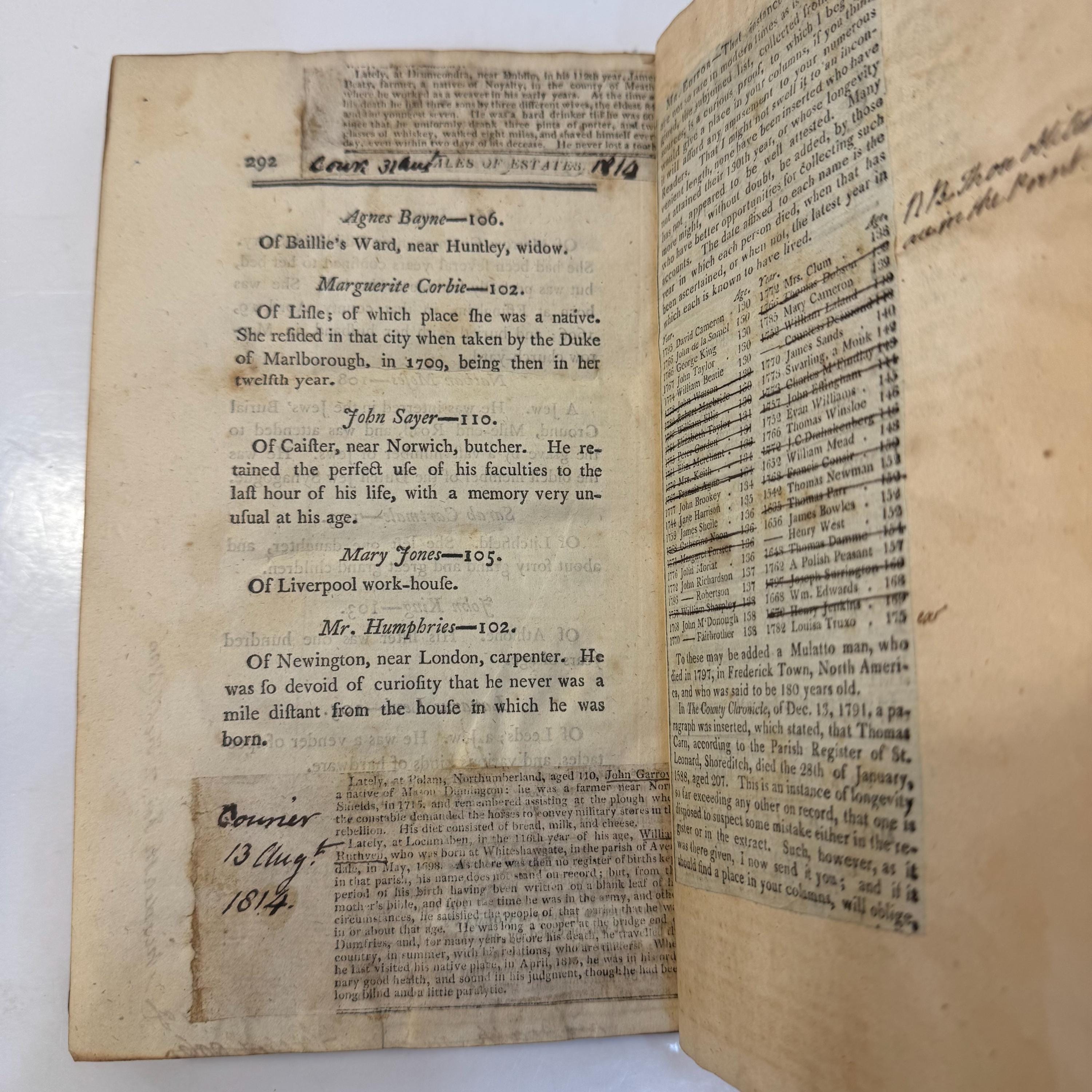 Human Longevity: Recording The Name, Age, Place of Residence, and Year, of The Decease of 1712 Persons, Who Attained a Century, & Upwards, From A.D. 66 to 1799, Comprising a Peeriod of 1733 years. With Anecdotes of The Most Remarkable. — photograph 5.