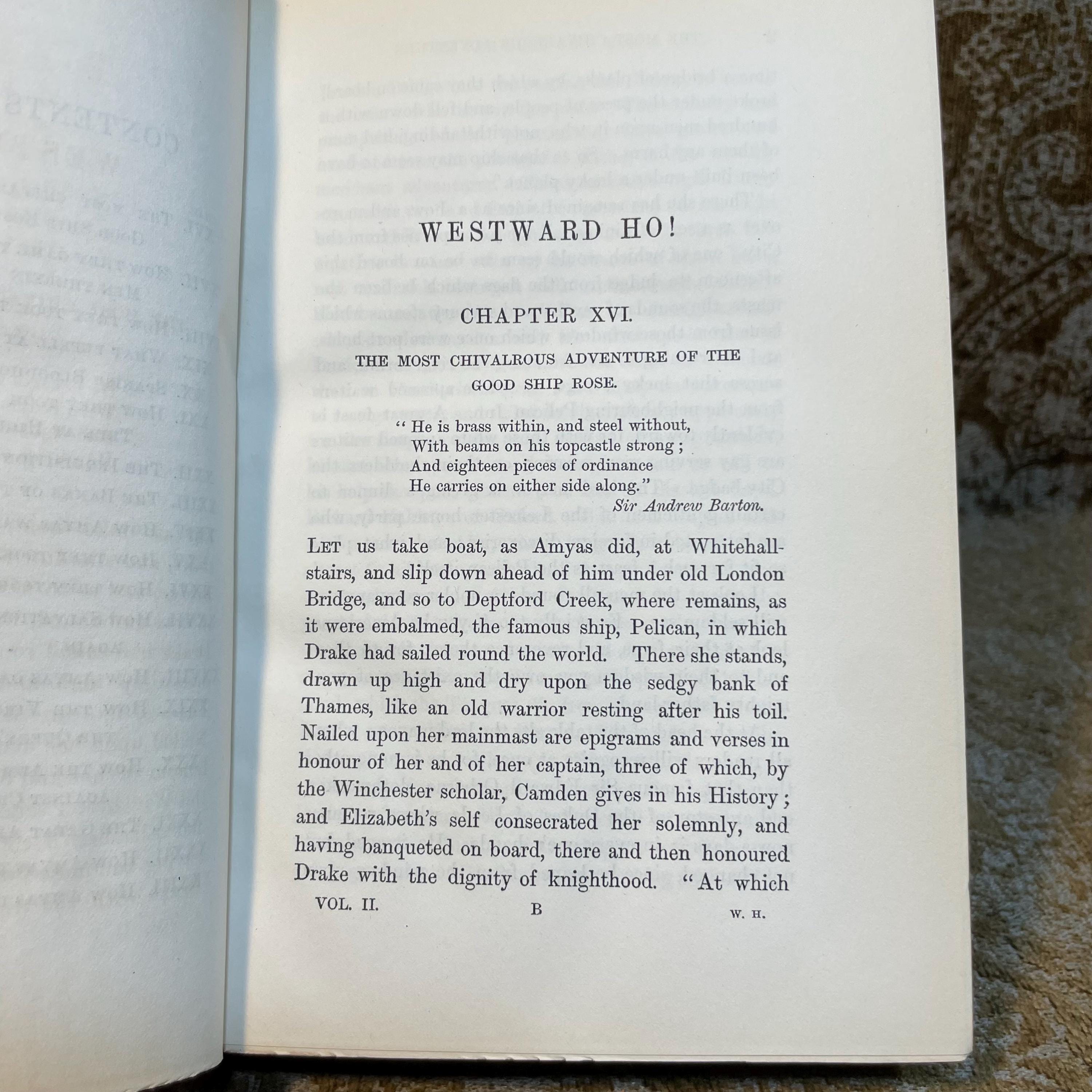Westward Ho!, or, The Voyages and Adventures of Sir Amyas Leigh, Knight, Of Borrough, In The County of Devon, In The Reign of Her Most Glorius Majesty Queen Elizabeth. Rendered Into Modern English. In Two Volumes. Eversley Edition. — photograph 10.