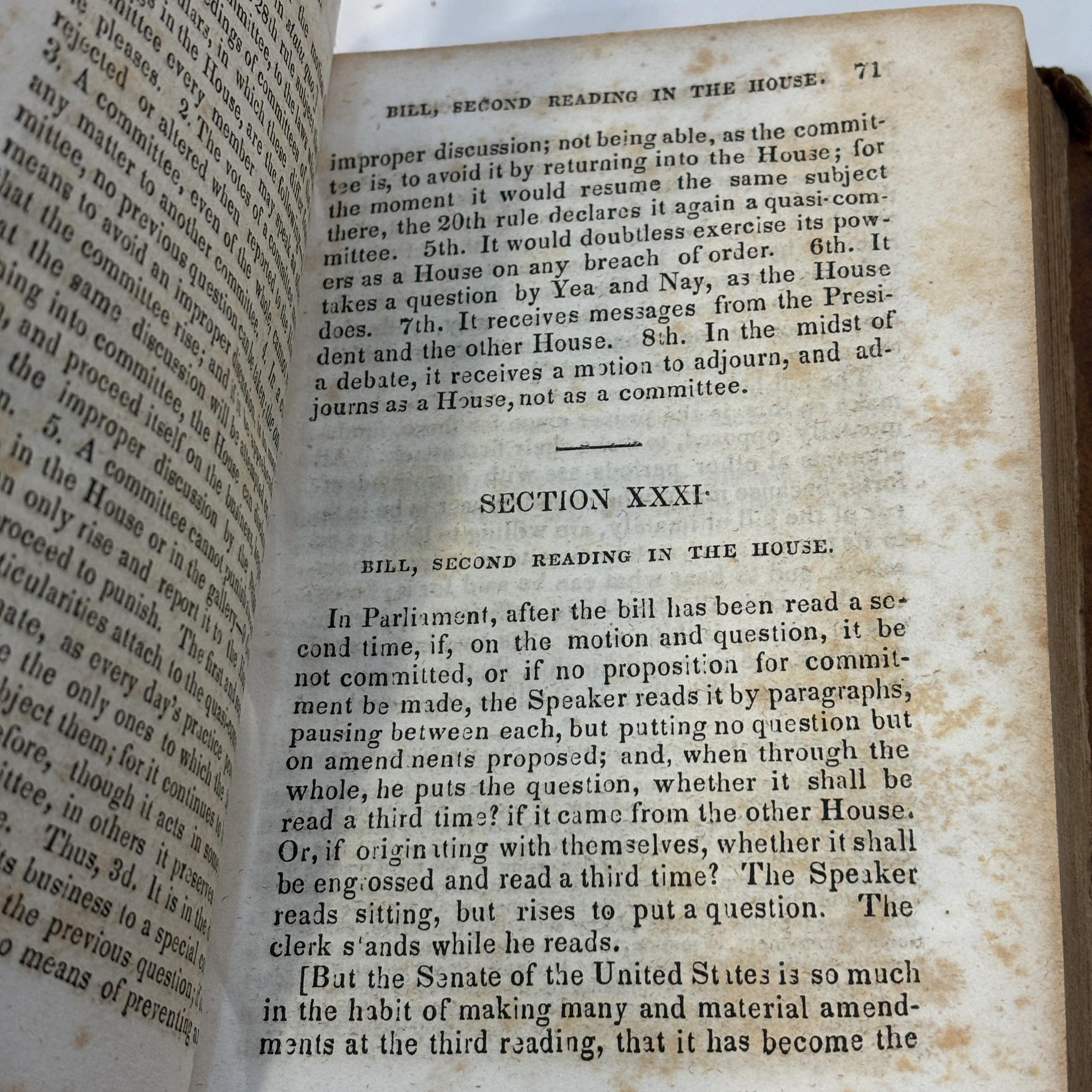 Manual of Parlimentary Practice, Composed Originally for The Senate of The United States. The Constitution of The United States, and The Rules for Conducting Business in Both Houses of Congress; With all the amendments, erasures and additions, down to the year 1848; Concluding with a Tabular Statement of the Population of The United States, and the Apportionment of Representatives in Congree, under the Census of 1840. — photograph 7.