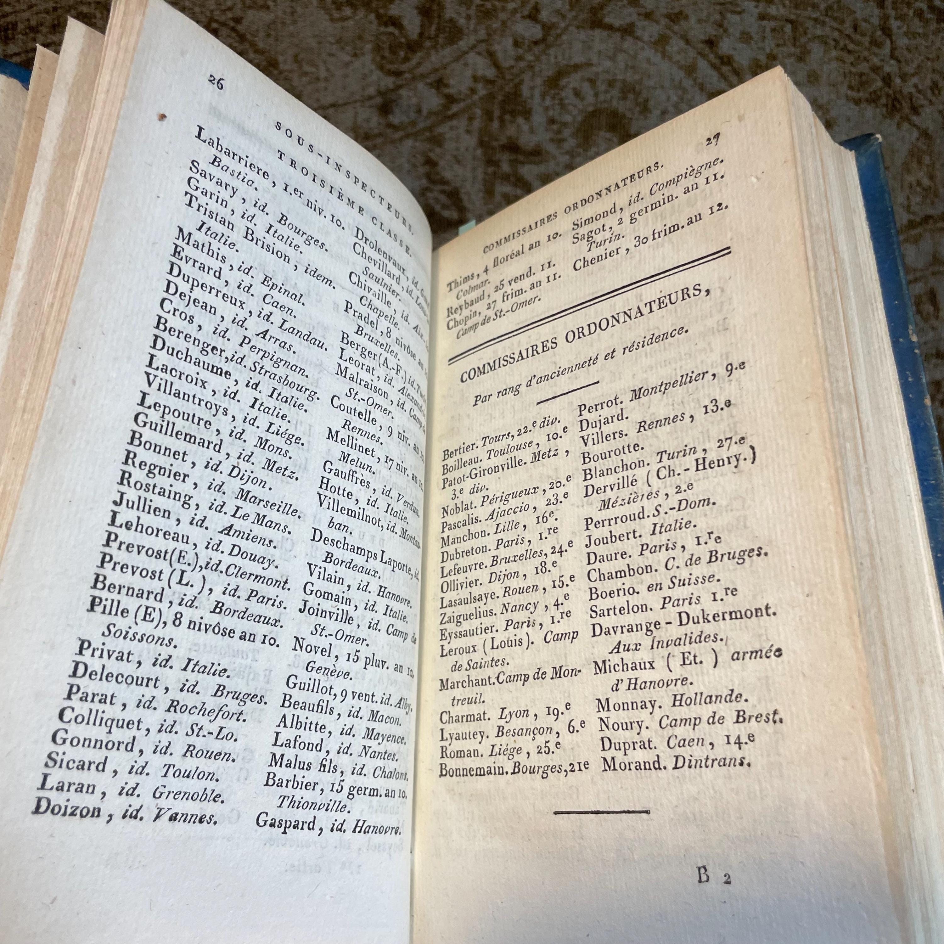 État Militaire de la République Française, pour l'an douze, dédié au Premier Consul, d’après son autorisation; par L’adjudant-Commandant Champeaux, employé à l’état-major général de la sixième division. Translated: Military state of the french republic, for year twelve, dedicated to the first consul, with his authorization; by Adjutant-Commandant Champeaux, employed at the general staff of the sixth division. — photograph 10.