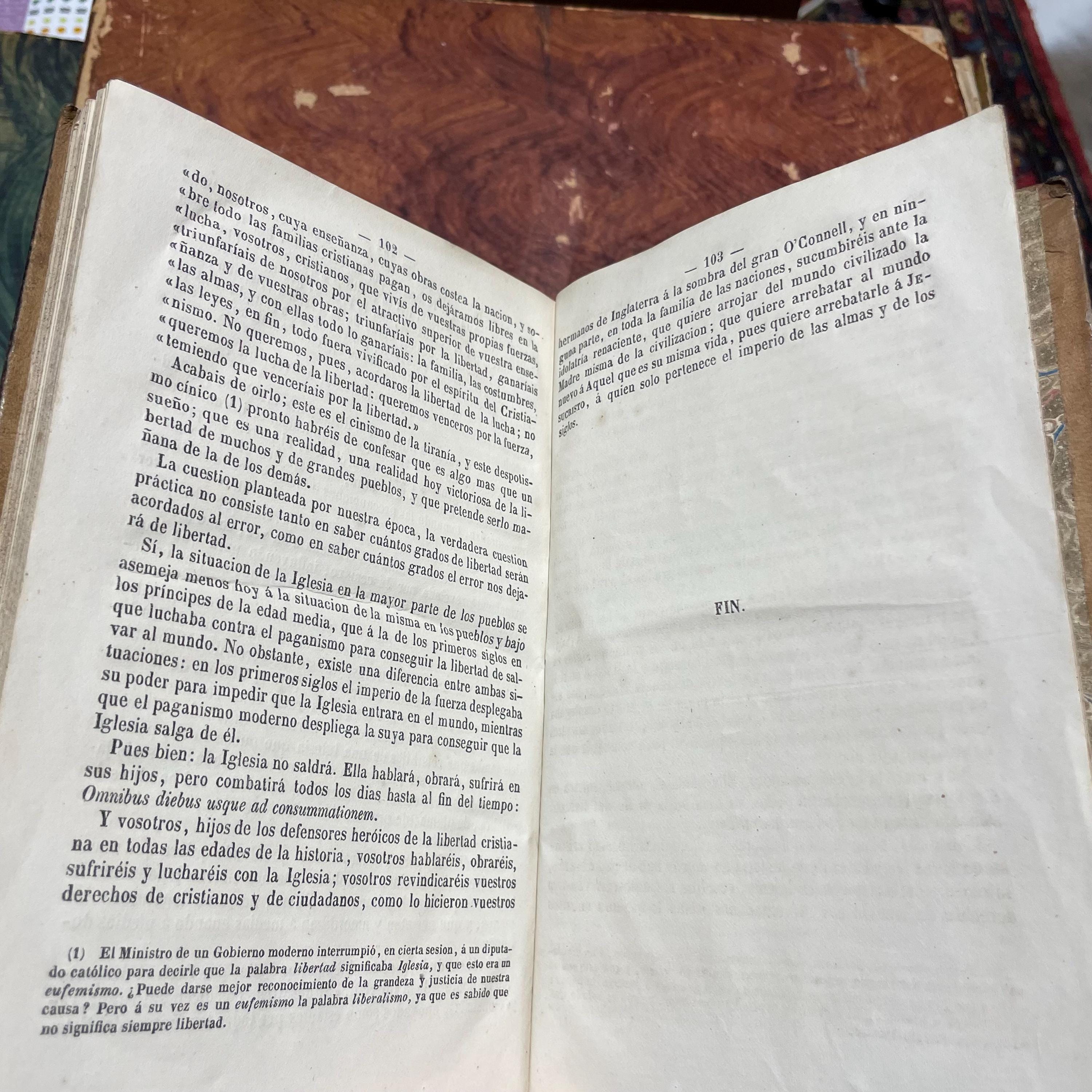 La Causa Catolica. Discurso Del Rmo. D.A. Deschamps… Dirigido a la reunion de catolicos celebrada en aquella ciudad el ano 1865. Precedida De Algunas Extensas Consideraciones sobre La Vitalidad, La Virilidad Y La Fecundidad Del Catolicismo Por D. Eduardo maria Vilarrasa, Cura Parroco de la parroquia de la Concepcion de Barcelona. Translated from Spanish: The Catholic Cause. Speech by the Most Reverend D.A. Deschamps... Addressed to the meeting of Catholics held in that city in the year 1865. Preceded by Some Extensive Considerations on the Vitality, Virility, and Fertility of Catholicism by D. Eduardo María Vilarrasa, Parish Priest of the Parish of the Conception of Barcelona — photograph 8.