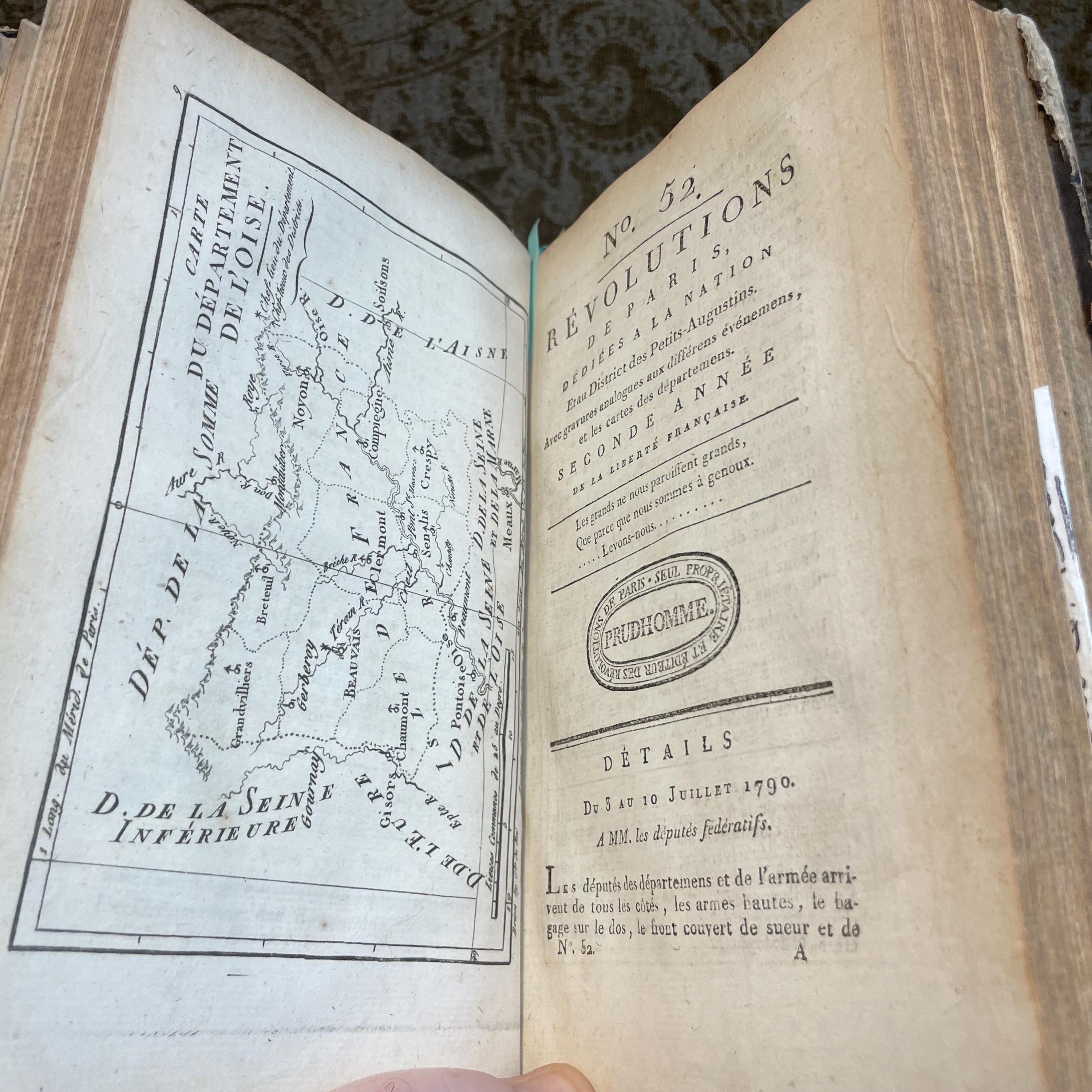 Journal des Révolutions de Paris, 10 issues #50-59, June-Aug 1790, with other parts — photograph 5.