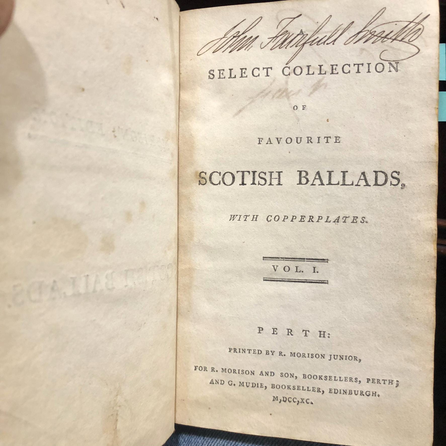 Select Collection of Favourite Scotish Ballads, With Copperplates. Vol.I. - Vol.IV. — photograph 2.