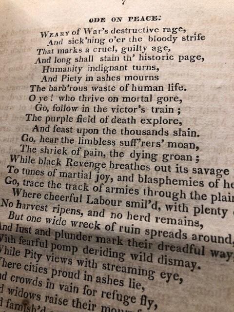The Friend of Peace, 1-12. + Solemn Review of the Custom of War; showing that was is the effect of Popular Delusion and Proposing a Remedy, 5th edition Cambridge; Hilliard and Metcalf, 1816. + National Dangers, and Means of Escape. + Sixth Annual Report of the Massachusetts Peace Society. — photograph 9.