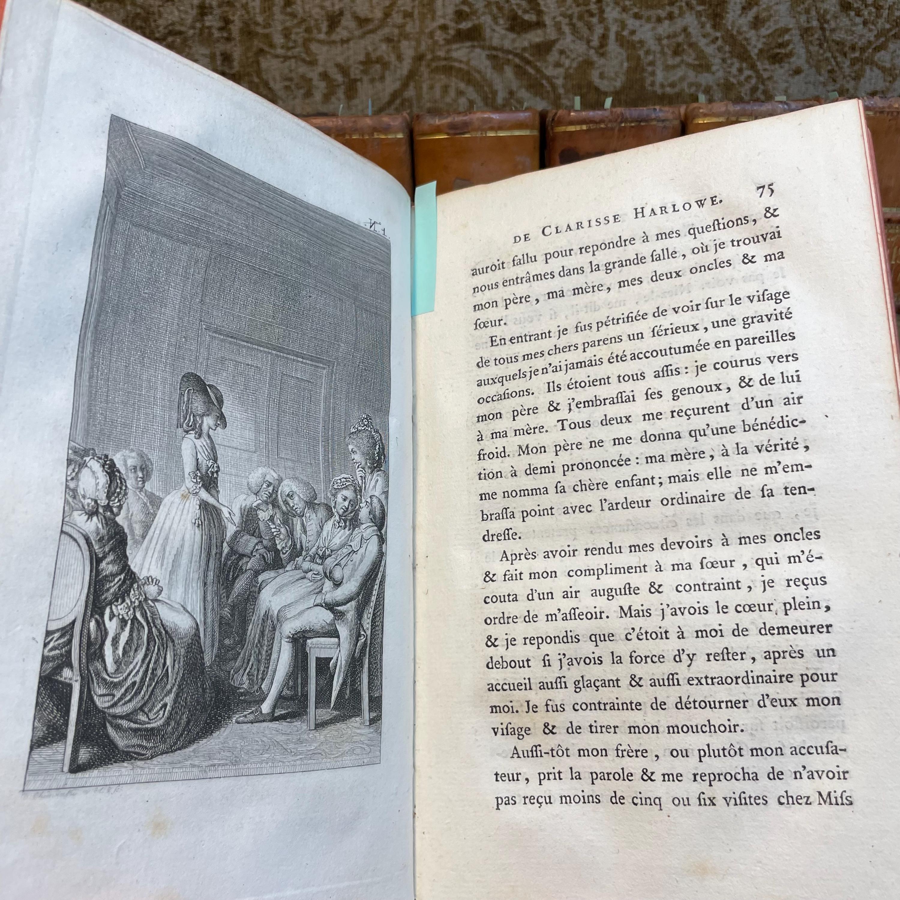 Clarisse Harlowe. Traduction nouvelle Et seule complète ; Par M. Le Tourneur. Faite sur l’édition originale revue par Richardson ; Ornée de figures du célèbre Chodowiecki, de Berlin. Dédiée & présentée A monsieur, frère du roi. Translated: Clarissa Harlowe. New translation And the only complete one; By M. Le Tourneur. Made from the original edition revised by Richardson; Adorned with illustrations by the famous Chodowiecki of Berlin. Dedicated & presented To the King’s brother. — photograph 8.