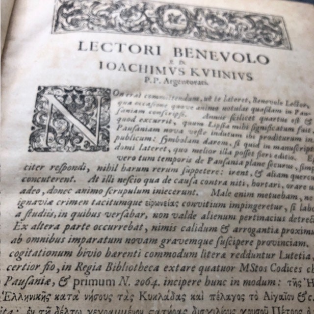 Pausanias' Accurate Description of Greece 1696 the Latin interpretation of Romulus Amasaeus Greek and Latin Text Manuscript — photograph 10.