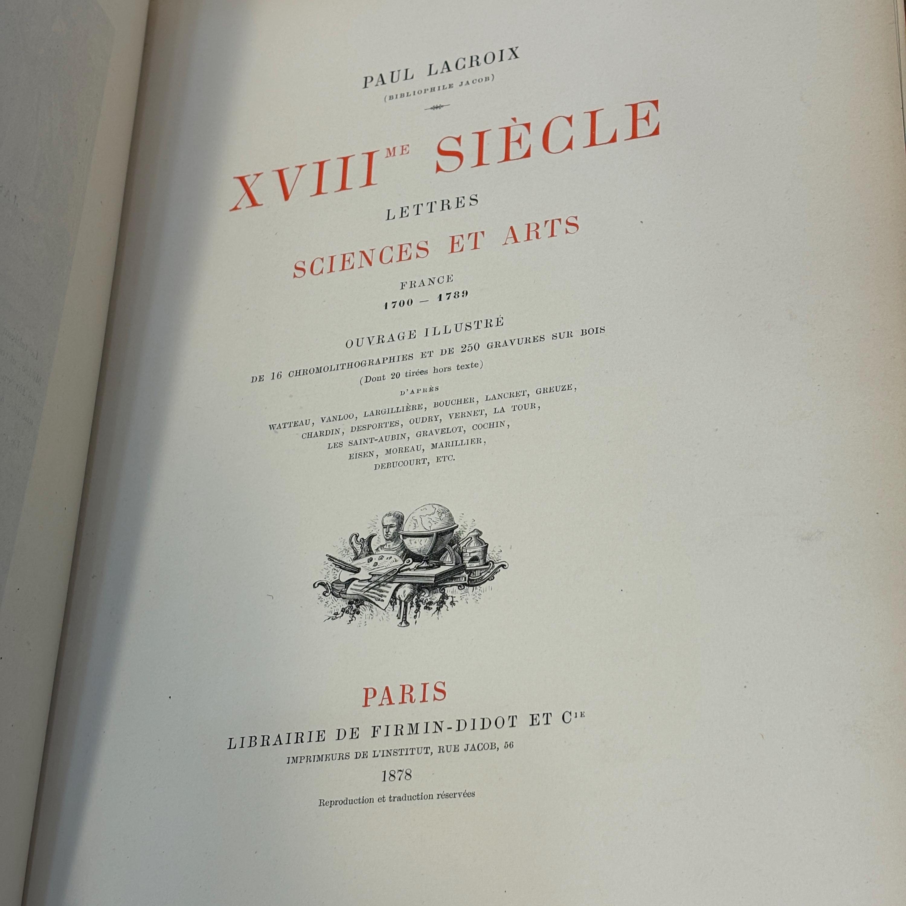 XVIII Siecle Lettres Sciences et Arts France 1700-1789 GOOGLE TRANSLATE: XVIII Century Literature, Sciences and Art France 1700-1789 — photograph 2.
