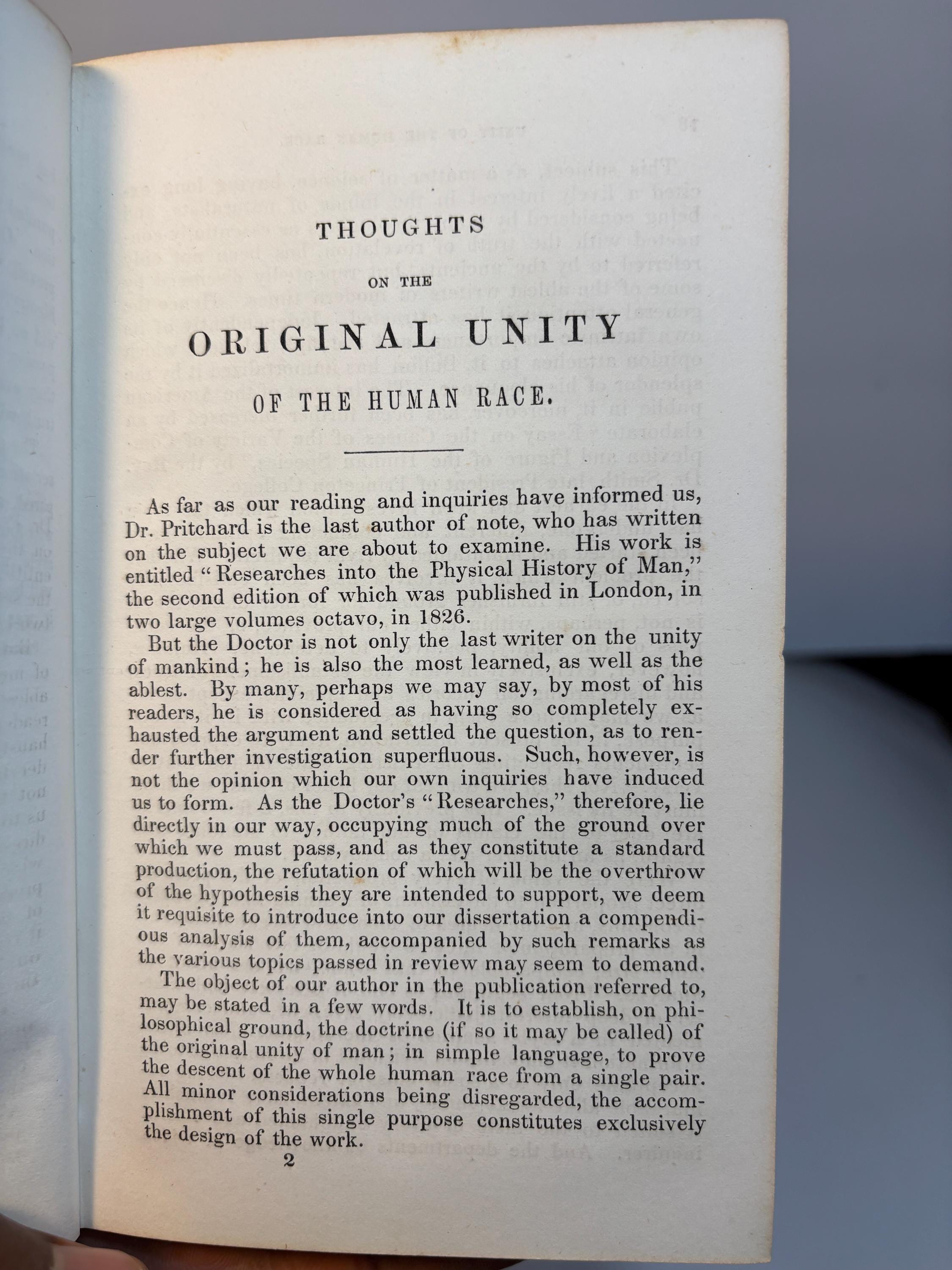 Thoughts on The Original Unity of The Human Race. Second Edition: With Additions and Improvements. — photograph 4.