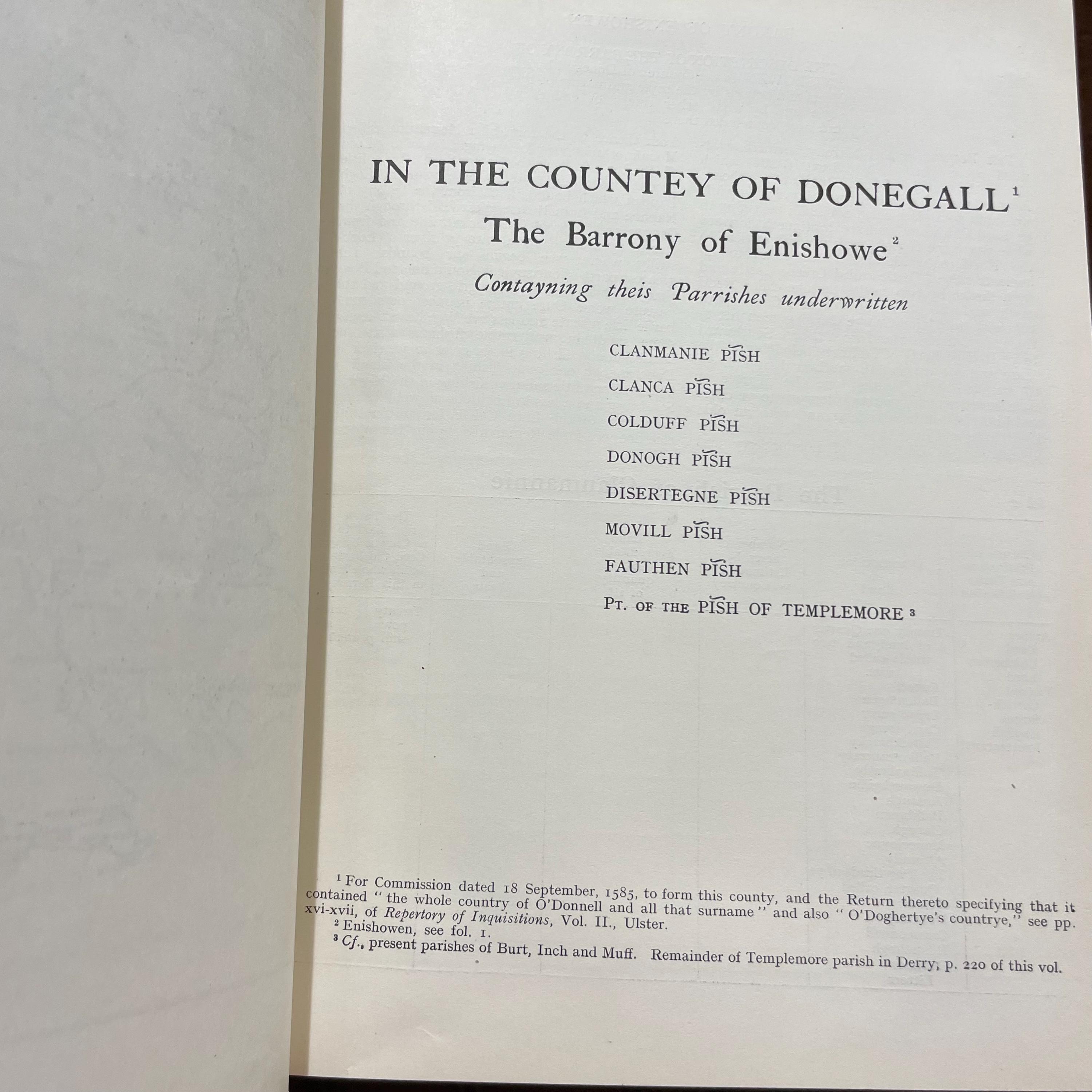 The Civil Survey A.D. 1654 - 1656 Counties of Donegal, Londonderry and Tyrone Vol. III With the Returns of Church Lands for The Three Counties. Irish Manuscripts Commission. — photograph 5.