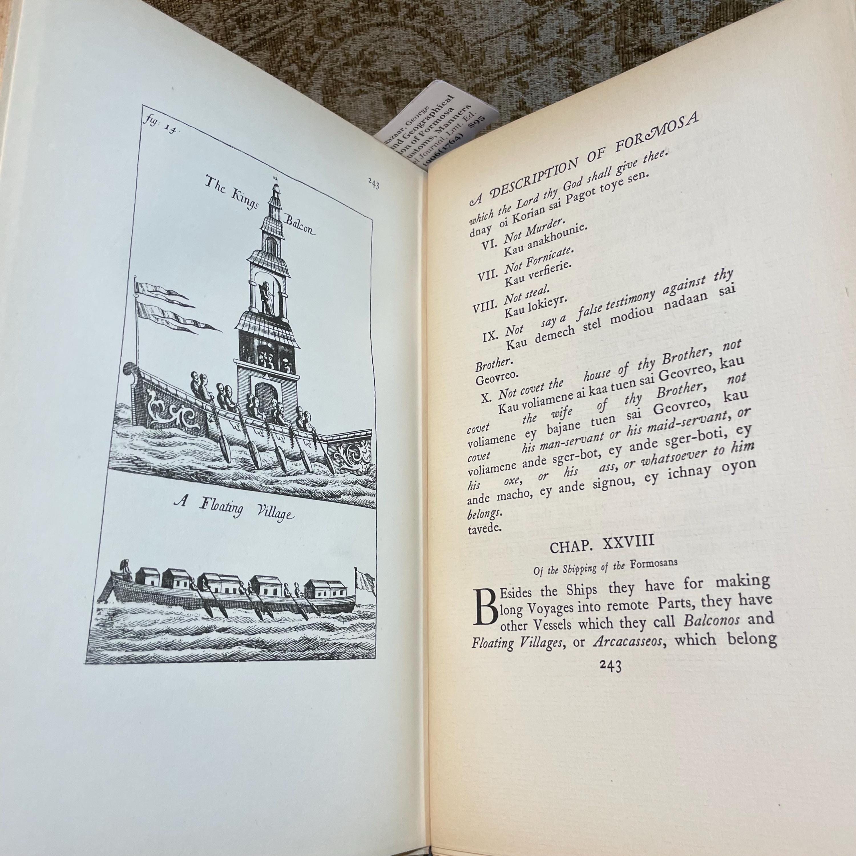 The Library of Imposters-Volume II. An Historical and Geographical Description of Formosa, an Island Subject to the Emperor of Japan Giving an Axccount of The Religion, Customs, Manners, &c. of the inhabitants. Together with a relation of what happen'd to the Author in his Travels; particularly his Conferences with the Jesuits, and others, in severl Parts of Europe. Also the History nd Reasons of his Conversion to Christianity, with his Objections against it (in defence of Paganism) and their answers. To which is Prefix'd a Preface in Vindication of himself from the Reflections of a Jesuit lately come from China, with an Account of what passed between them. Illustrated with 16 pp. Photogravures. Limited Edition of 750. — photograph 7.