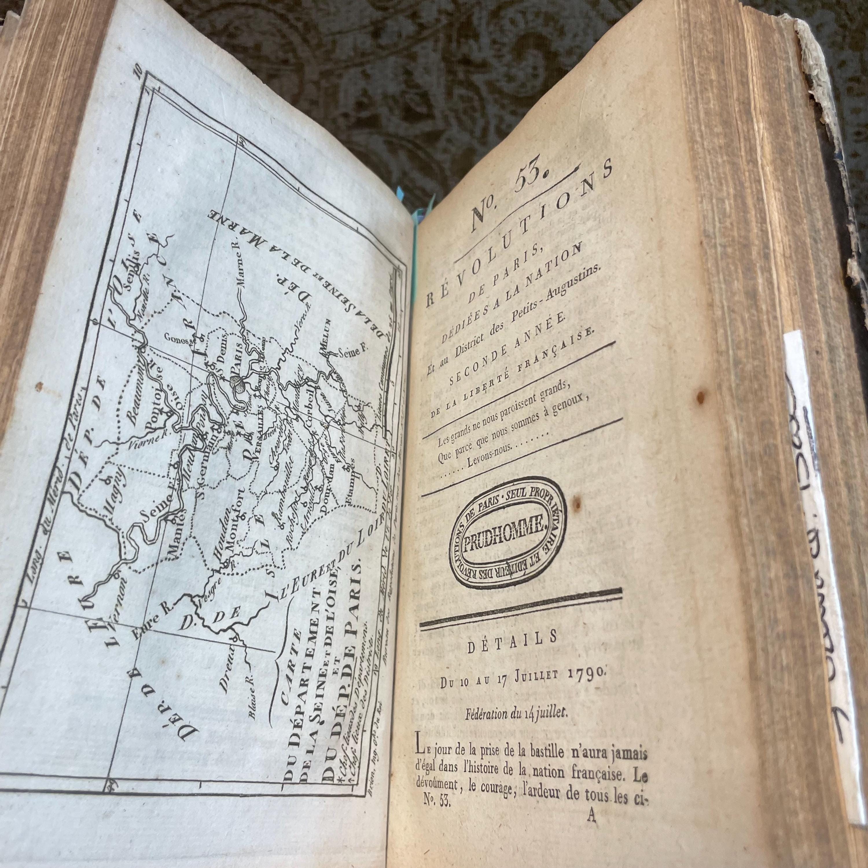 Journal des Révolutions de Paris, 10 issues #50-59, June-Aug 1790, with other parts — photograph 6.