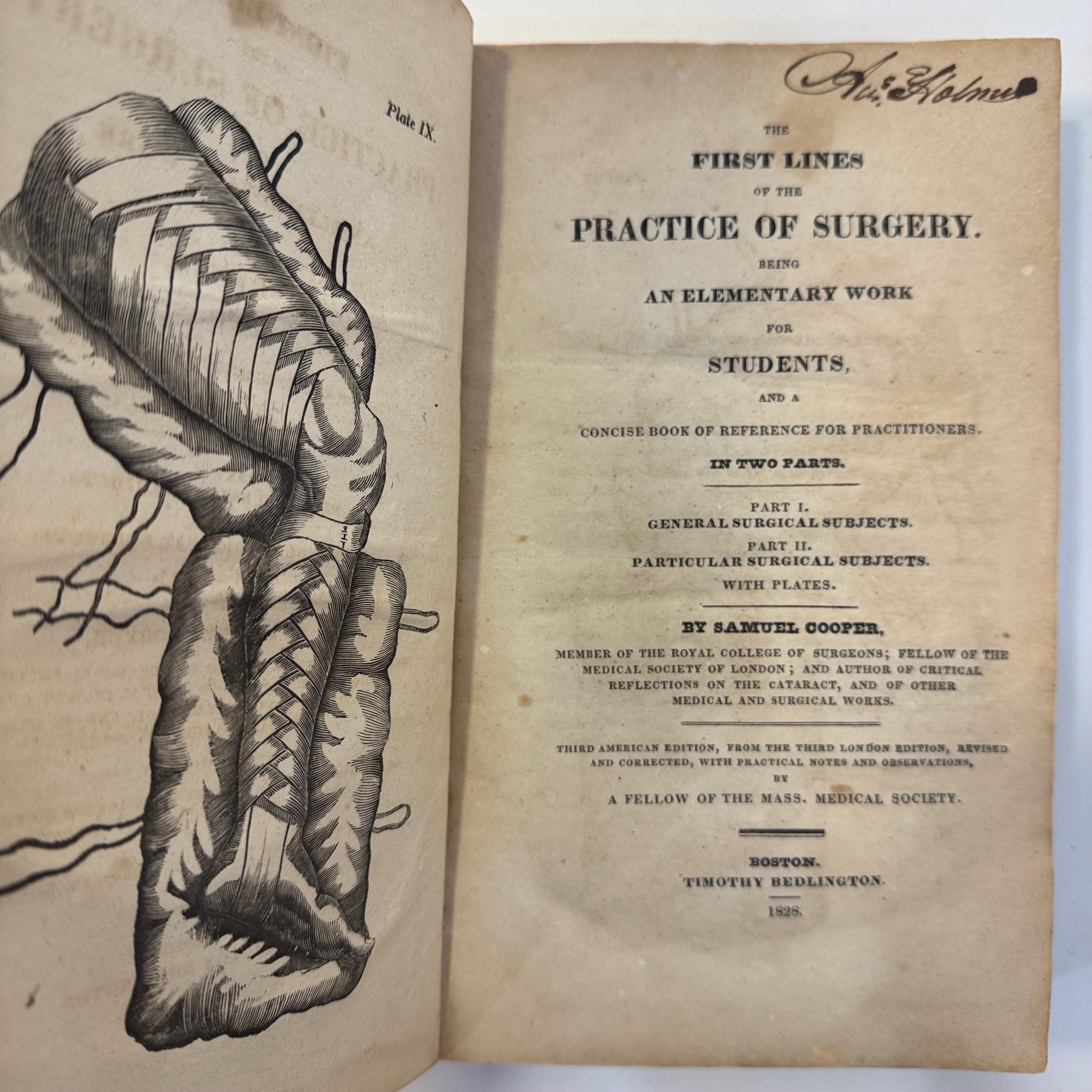 First Lines of the Practice of Surgery. Being an Elementary Work for Students, and a Concise Book of Reference for Practitioners. In Two Parts. Part I: General Surgical Subjects. Part II: Particular Surgical Subjects, With Plates. — photograph 2.
