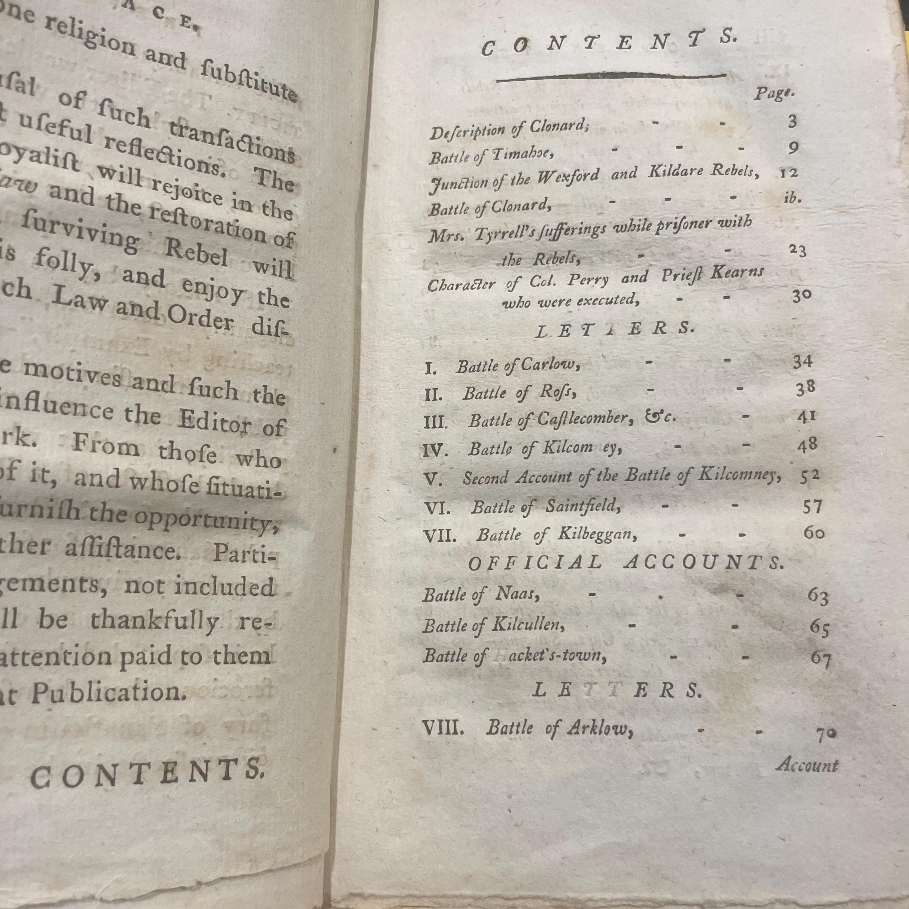 An Impartial Narrative of The Most Important Engagements Which Took Place Between His Majesty's Forces and The Rebels, During The Irish Rebellion, 1798. Including Very Interesting Information Not Before Made Public. Carefully Collected From Authentic Letters. The Third Edition Revised. — photograph 4.
