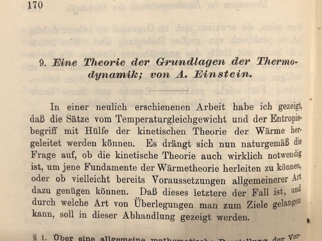 Einstein's earliest works on thermodynamics, focusing on the second law of thermodynamics (entropy), the equipartition theory 1902-07, 4 vol — photograph 7.