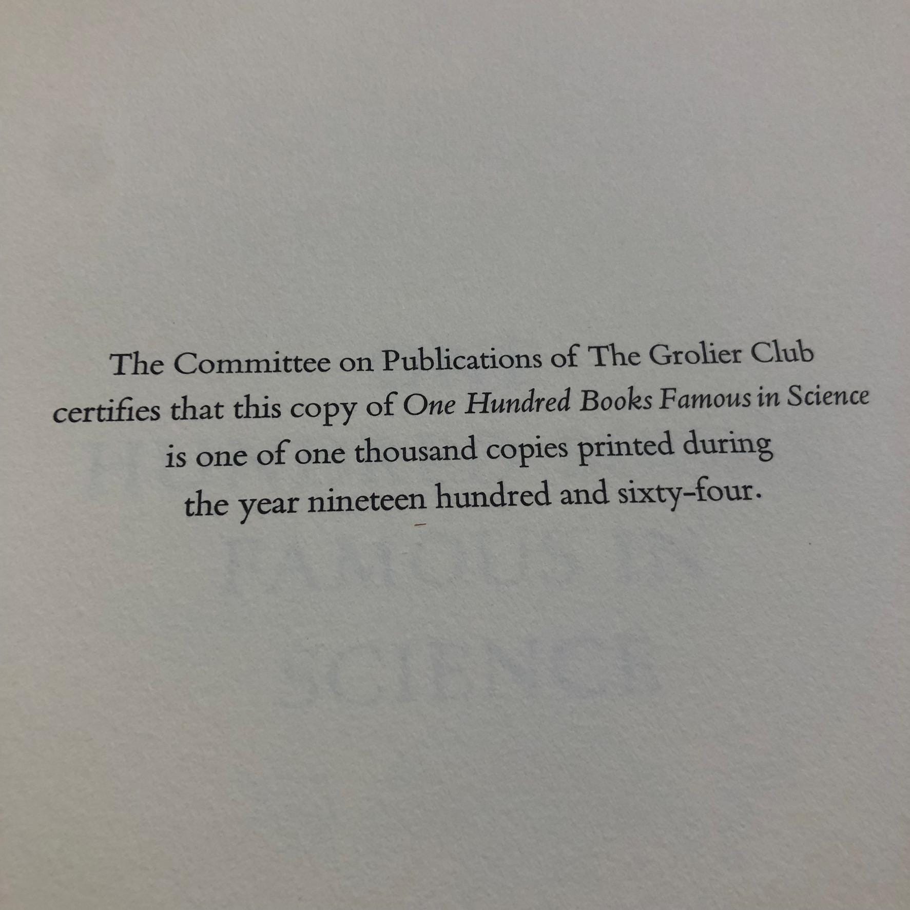 One Hundred Books Famous in Science Based on an Exhibition Held at The Grolier Club (no dj, ex-lib ) Limited Edition of 1000 Copies — photograph 10.