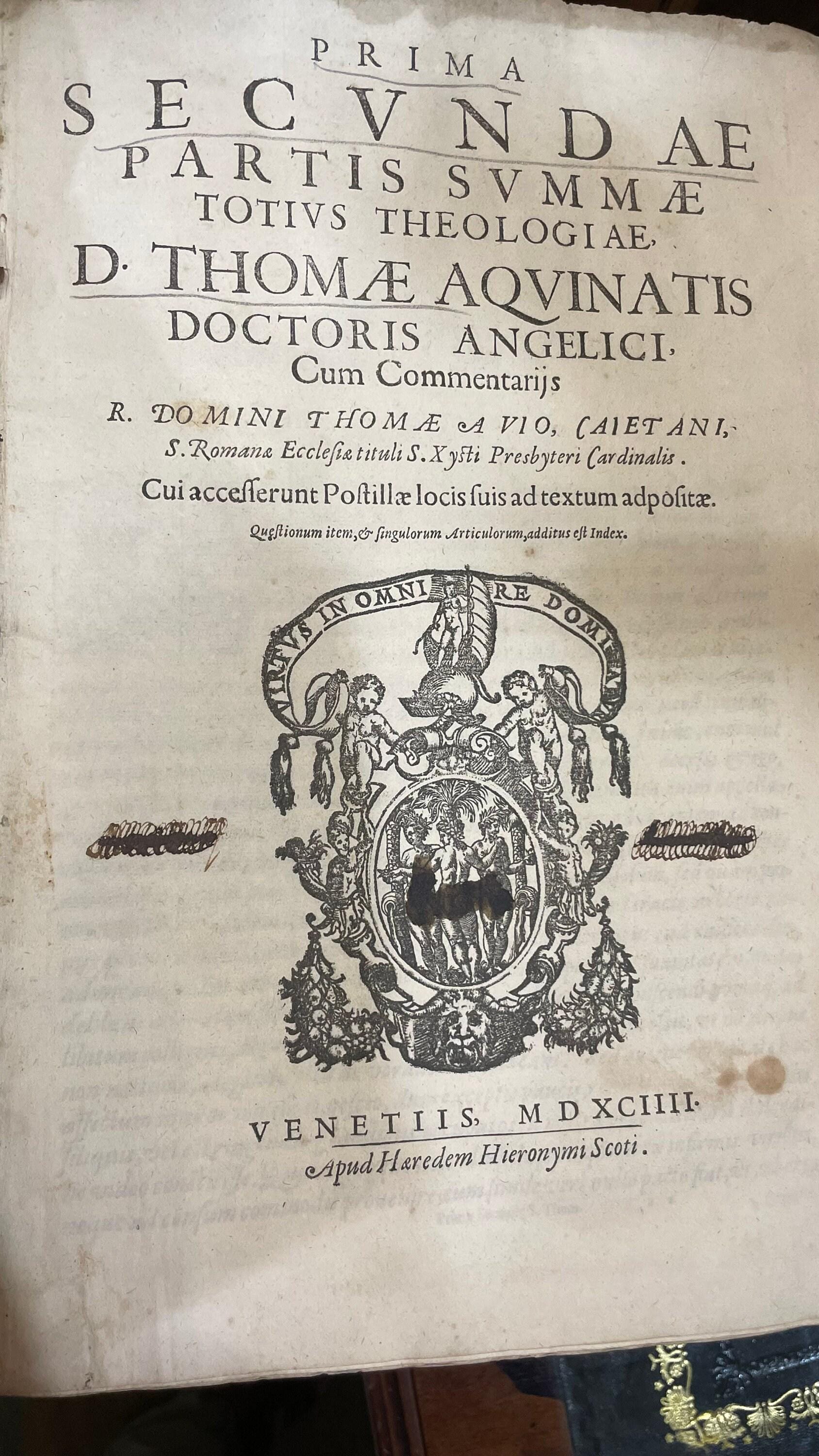 Jus Canonicum Universum, Clara Methodo Juxta Titulos Quinque Librorum Decretalium in Quaestiones distributum, Solidisque Responsionibus, & Objectionum Solutionibus dilucidatum. Tomus Primus. Editio Secunda. Multo correctior & auctior, praesertim quoad novissimum Tractatum de Regulis Juris. Translated from Latin: Complete Canon Law, Clearly Arranged According to the Titles of the Five Books of Decretals, Divided into Questions, and Clarified with Solid Responses and Solutions to Objections. Volume One. Second Edition. Much Corrected and Enlarged, Especially Regarding the Latest Treatise on the Rules of Law. 6 books in 3 volumes. — photograph 10.