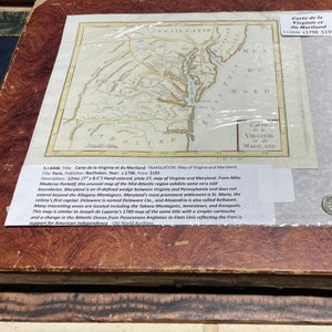 Carte de la Virginie et du Mariland  Map of Virgina and Maryland