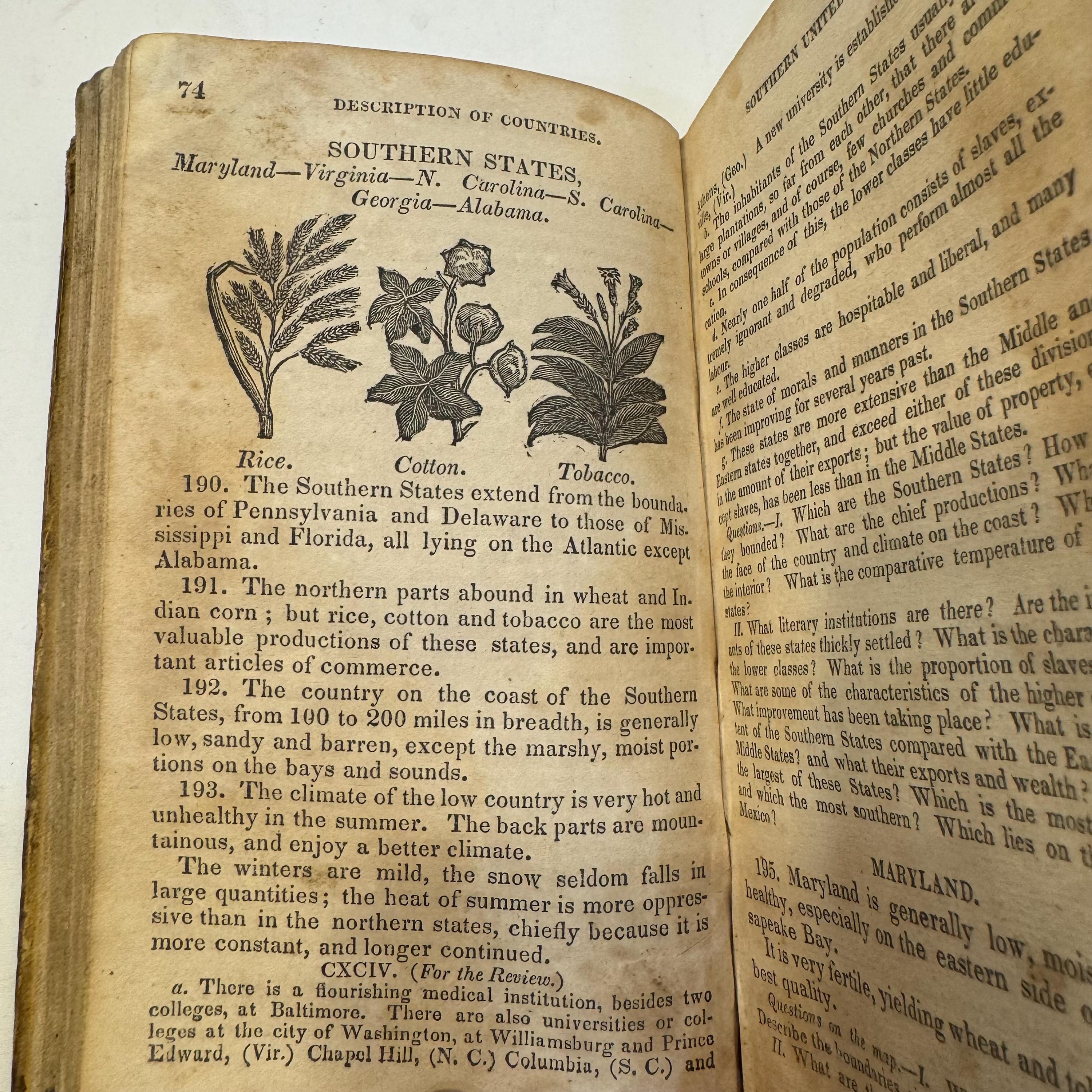 Woodbridge's Rudiments of Geography, on a new plan, designed to assist the memory by Comparison and Classification; with numerous engravings of Manners, Customs, and Curiosities. Accompanied with an Atlas, exhibiting the prevailing Theologys, forms of Government, degrees of Civilization, and the comparative size of Towns, Rivers, and Mountains. — photograph 9.