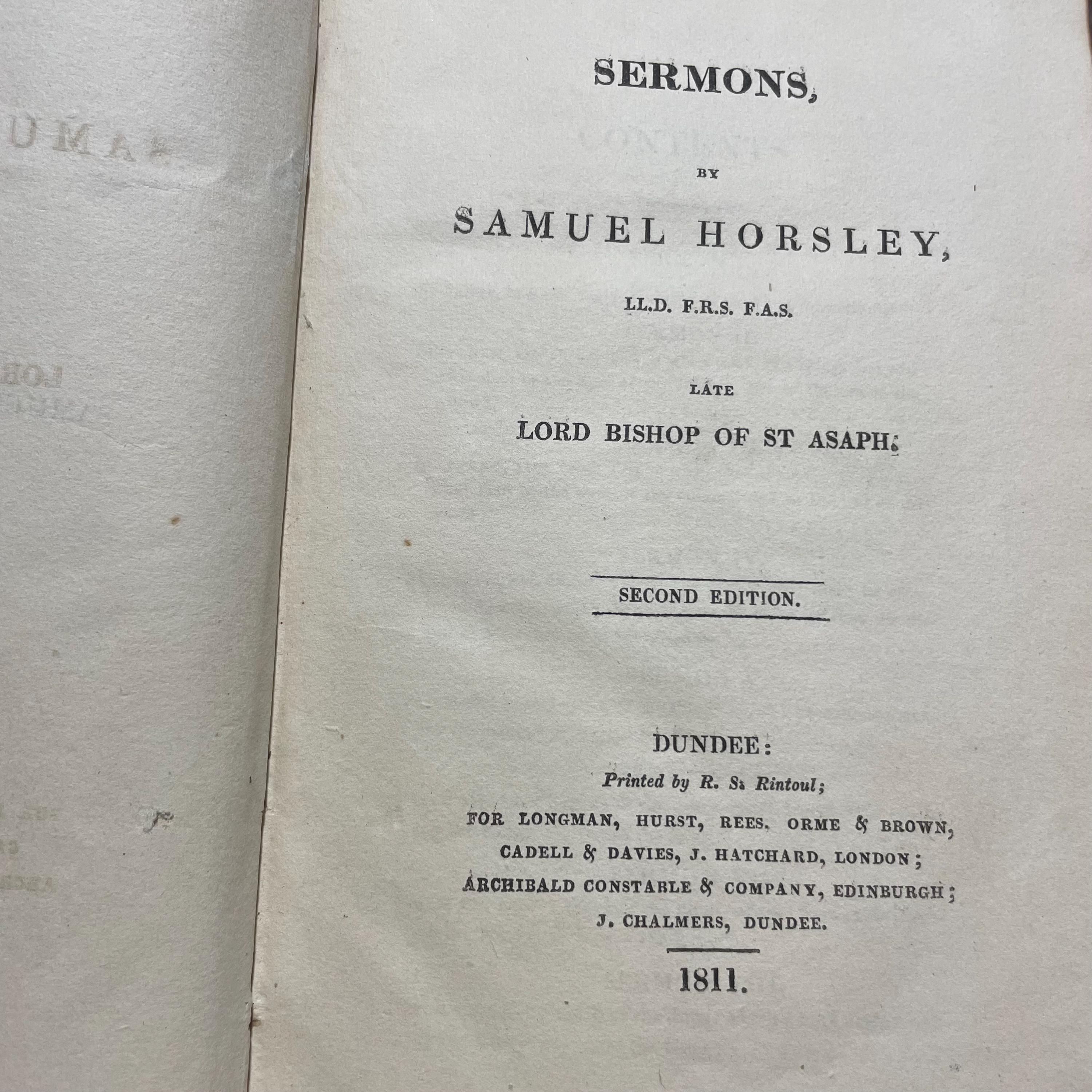 Sermons, By Samuel Horsley, late Lord Bishop of St. Asaph. Second Edition — photograph 2.
