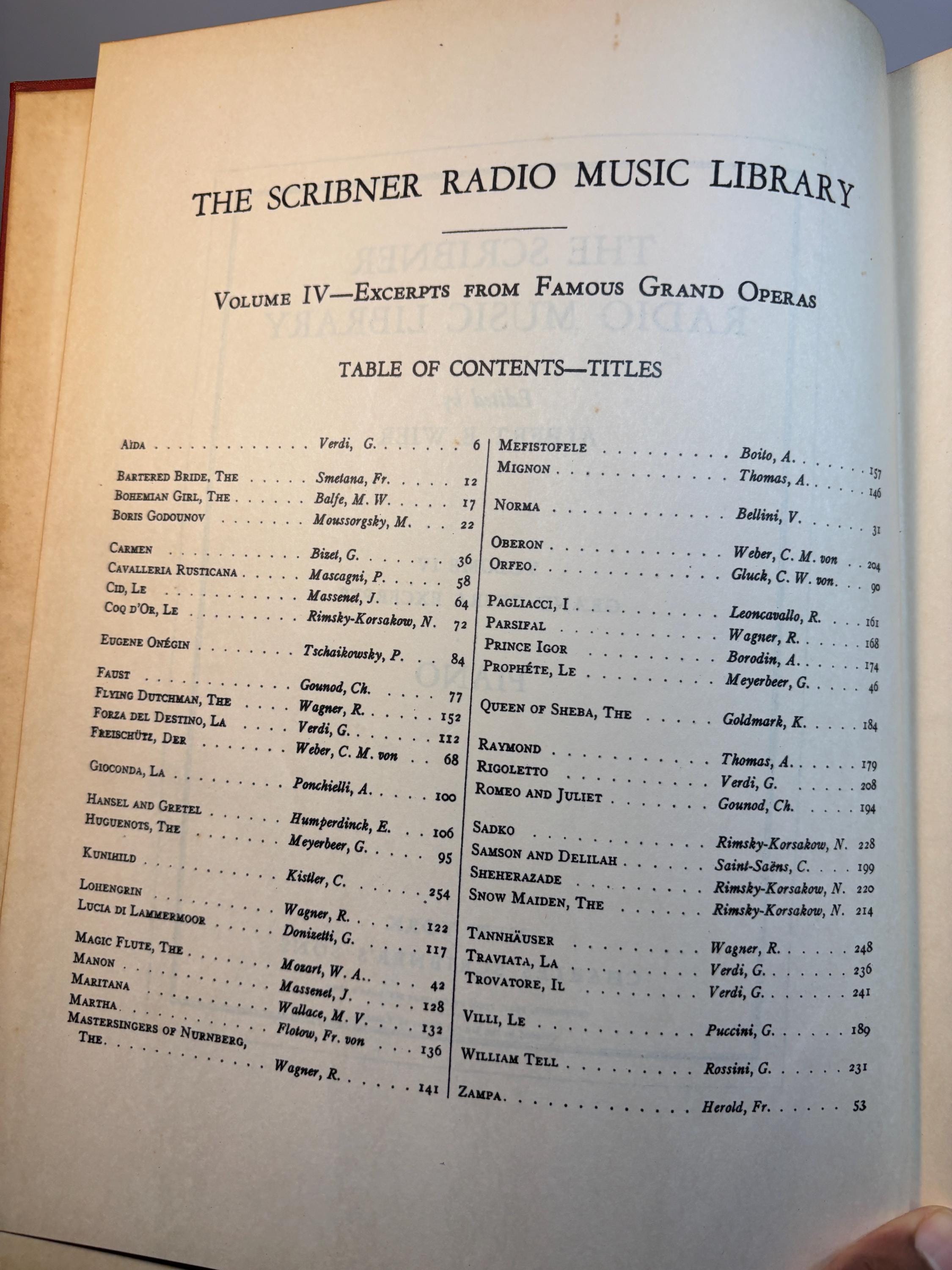The Scribner Radio Music Library. Volume I, Classic and Romantic Compositions, Volume IV, Grand Opera Excerpts: Piano (2 vol.) — photograph 9.