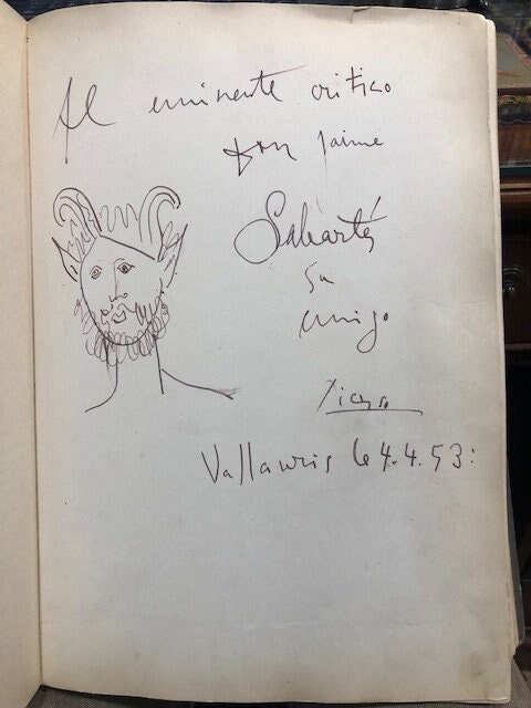 1950 Pablo Picasso Autograph and Drawing to his Life Long Friend Jaime Sabartes on 04/04/53