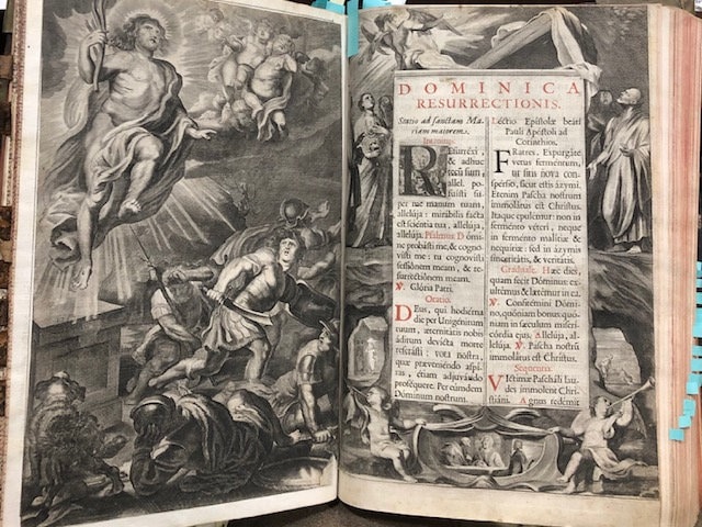 Missale Novum Monasticum Pauli V. Pont. Maximi Auctoritate Recognitum. Pro Omnibus Sub Regula S.P. Benedicti Militantibus, In Quo Missae Propriae de Santis, ac Festis Novissimis, Summis Pontificibus ab An. 1640, .& ad 1679. Tum de Praecepto, tum ad libitum celebrari concessae, omnes suis locis, pro celebrantium commoditate, ad longum extensae, & appositae sunt. Translated from Latin: The New Monastic Missal of Paul V. Pontus Recognized by the greatest authority. For All Under Rule S.P. Blessed Militants, In Which Masses Proper of the Saints, and of the Most Recent Feasts, of the Supreme Pontiffs by An. 1640, .& to 1679. Both of the Precept, and of those permitted to be celebrated at will, all in their places, for the convenience of the celebrants, were extended to a length, and were placed — photograph 6.