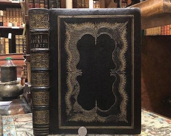 The Art Journal, New Series, Volume VI, 1877, Beautiful Doublure Binding, Heavy Gilt, 36 engraved plates
