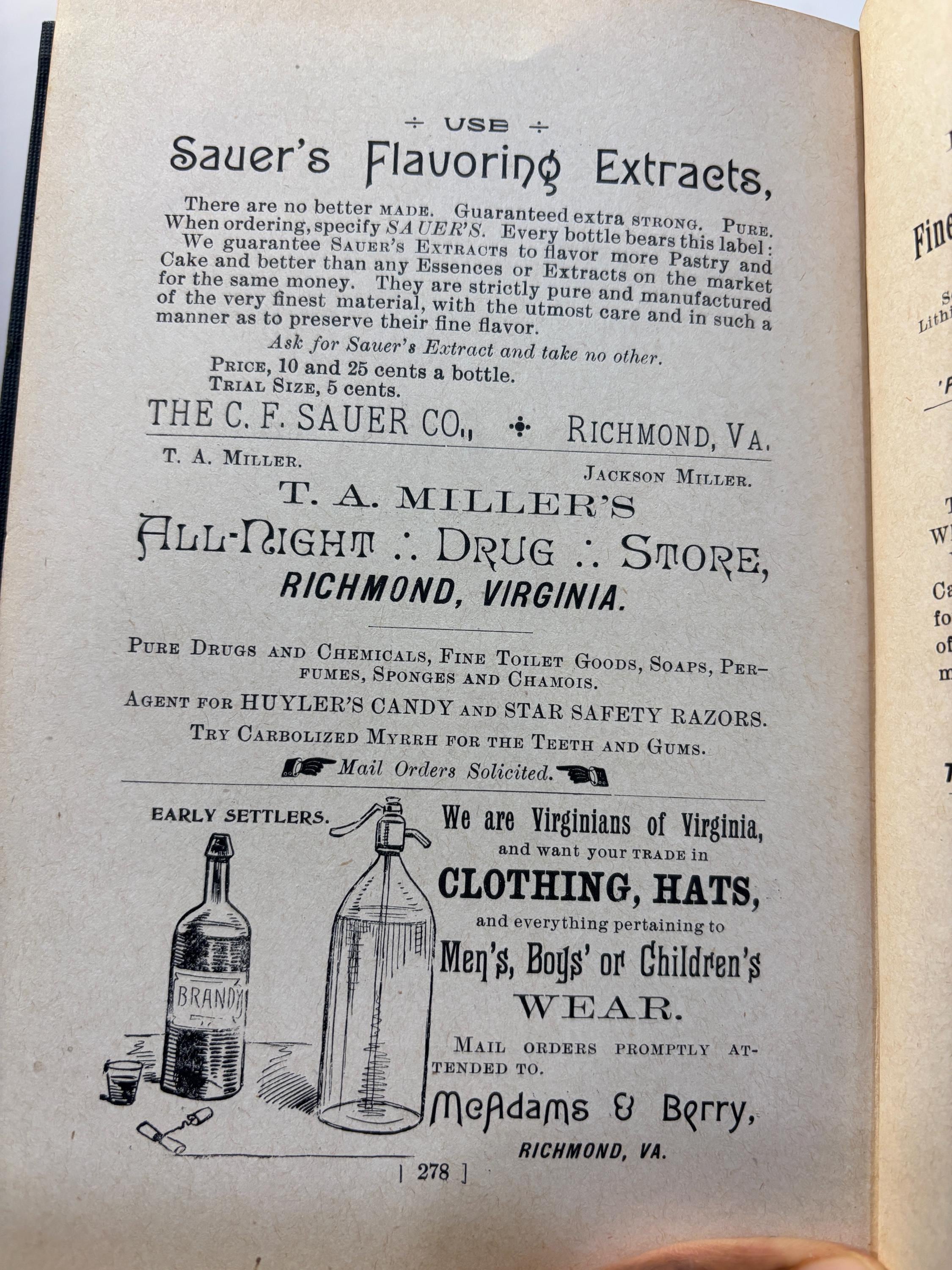 "F. F. V. Receipt Book" (First Families of Virginia Recipe Book) First Edition — photograph 10.