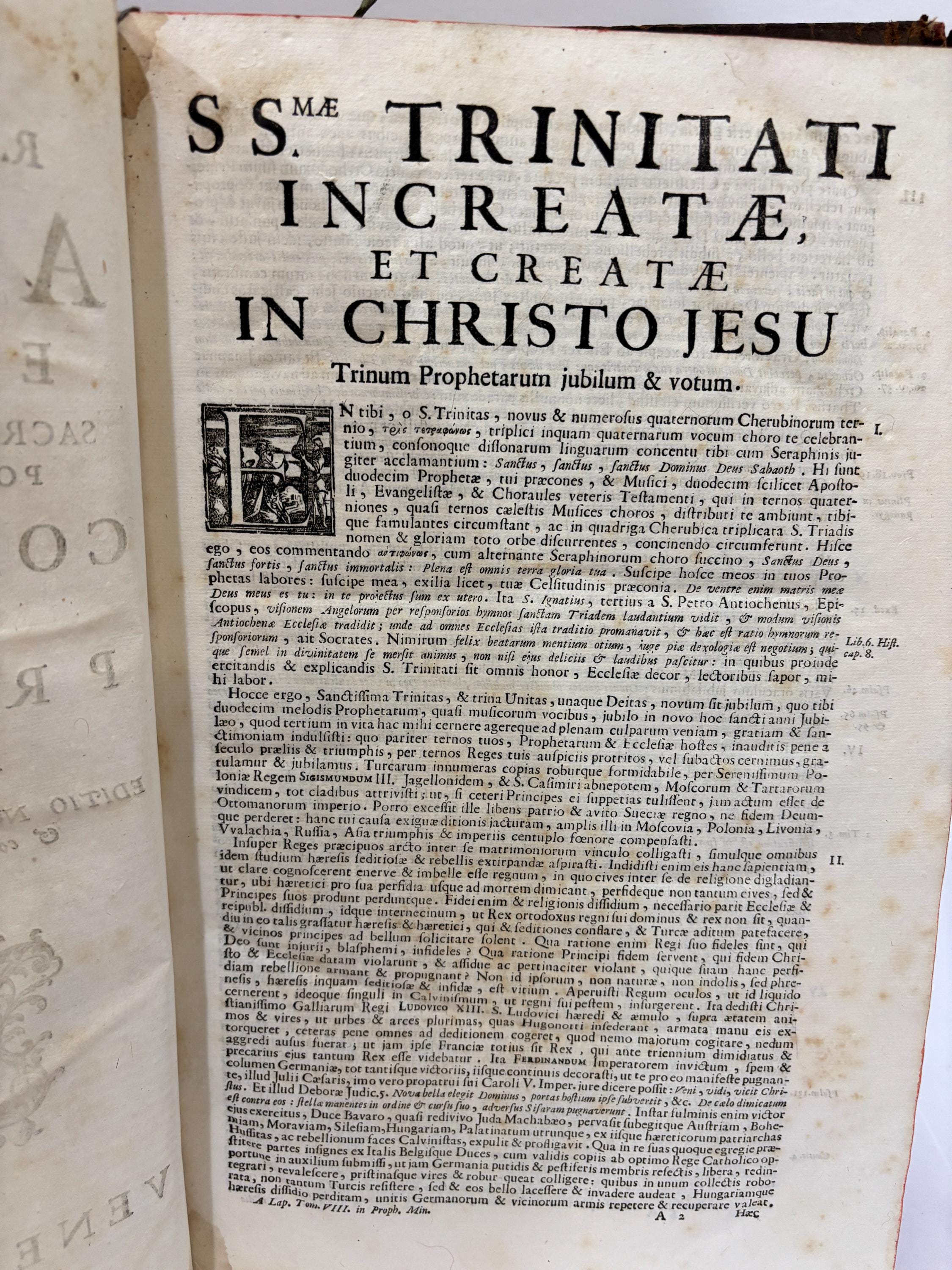 R. P. Cornelii Cornelii A Lapide E Societate Jesu, Sacræ Scripturæ olim Lovanii, Postea Romæ Professoris, Commentaria In Duodecim Prophetas Minores. Editio novissima anterioribus auctior, & correctior, ac indicibus necessariis illustrata. Translated: Father Cornelius Cornelii A Lapide Of the Society of Jesus, Formerly Professor of Sacred Scripture at Louvain, Later at Rome, Commentary On the Twelve Minor Prophets. Newest edition, enlarged beyond the previous ones, and corrected, illustrated with the necessary indexes. Latin Language — photograph 5.