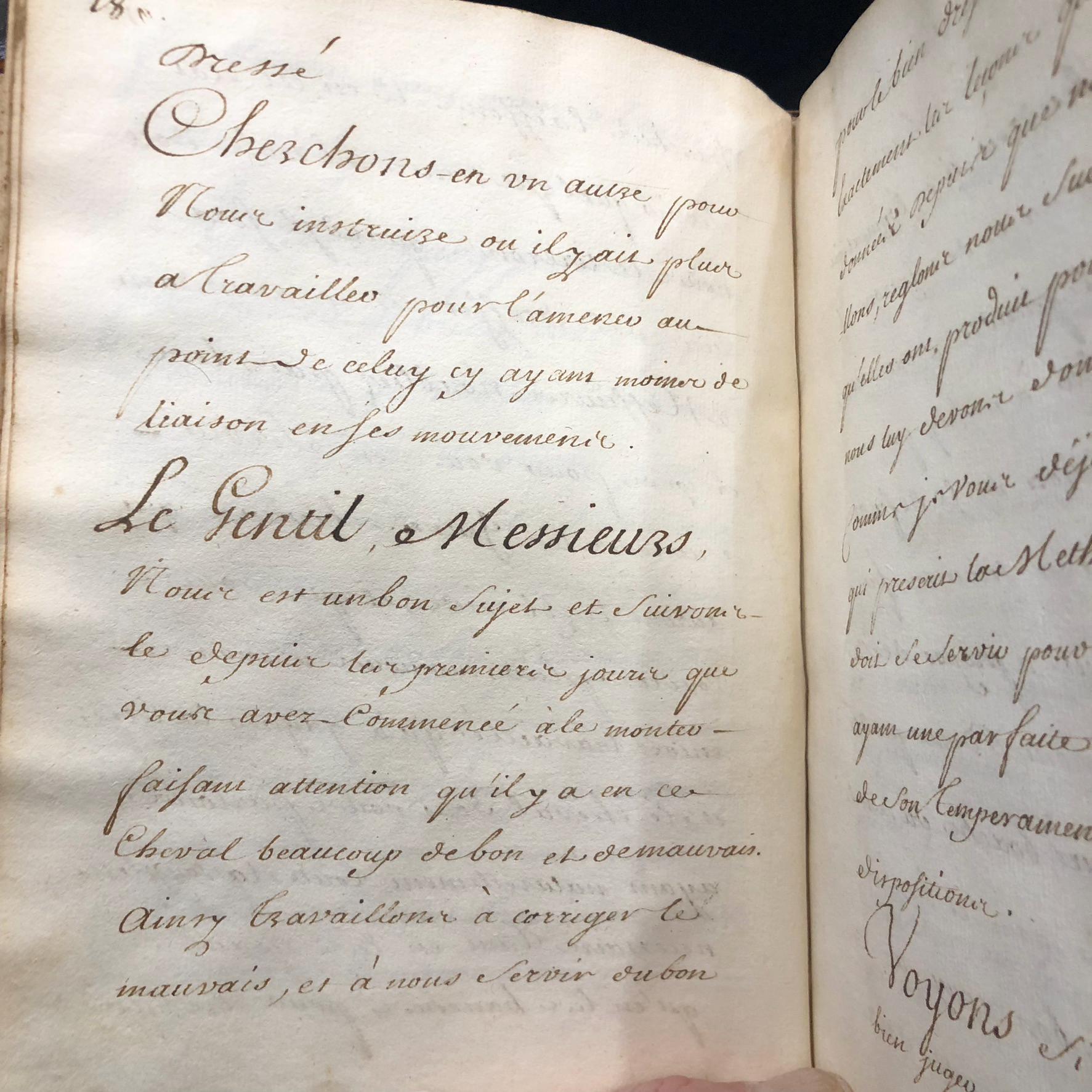 French manuscript on Equestrian Education, c.18 century, 193 pp. — photograph 8.