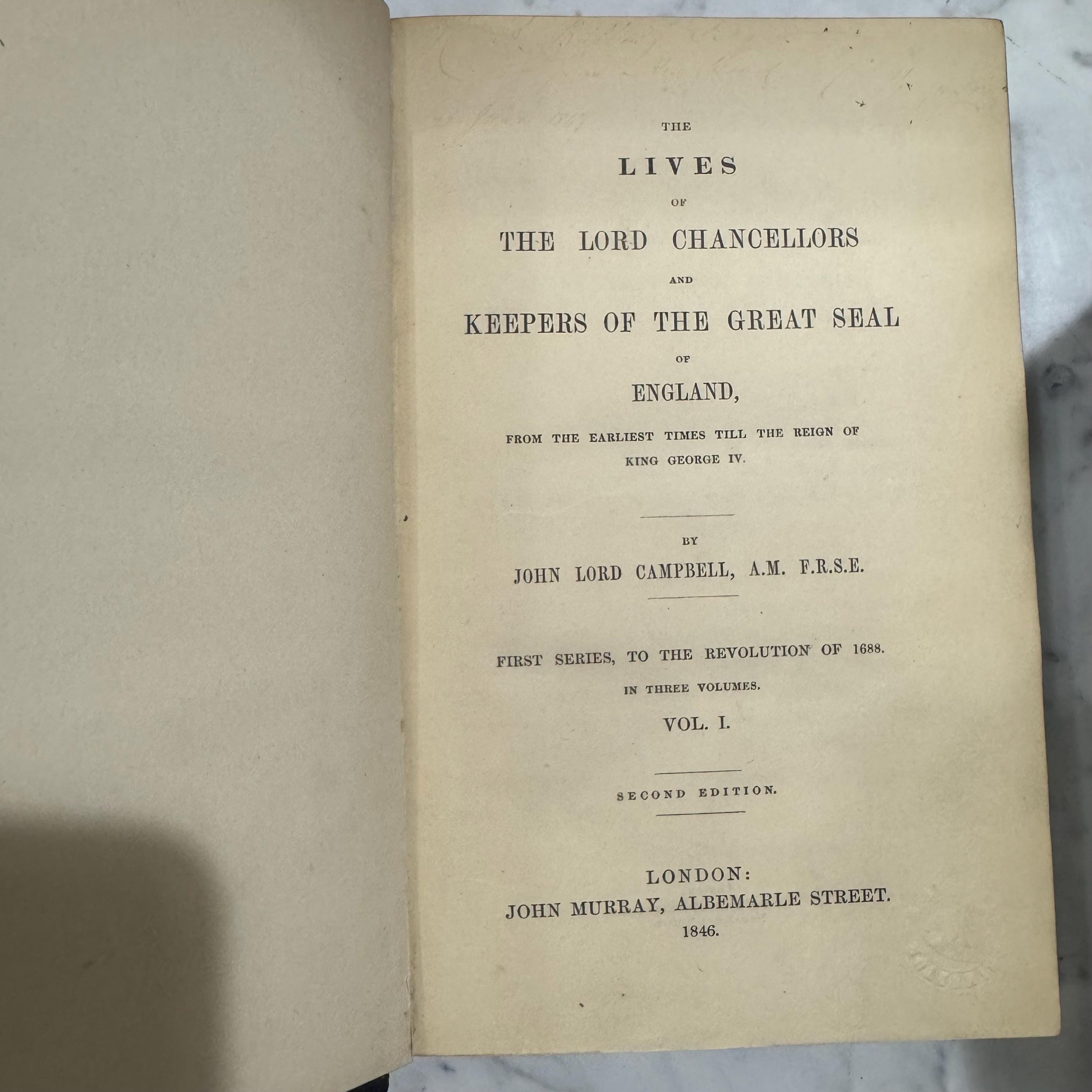 The Lives of The Lord Chancellors and Keepers of The Great Seal of England, From the Earliest Times till The Reign of King George IV. First Series to The Revolution of 1688, Five of Eight Volumes — photograph 7.