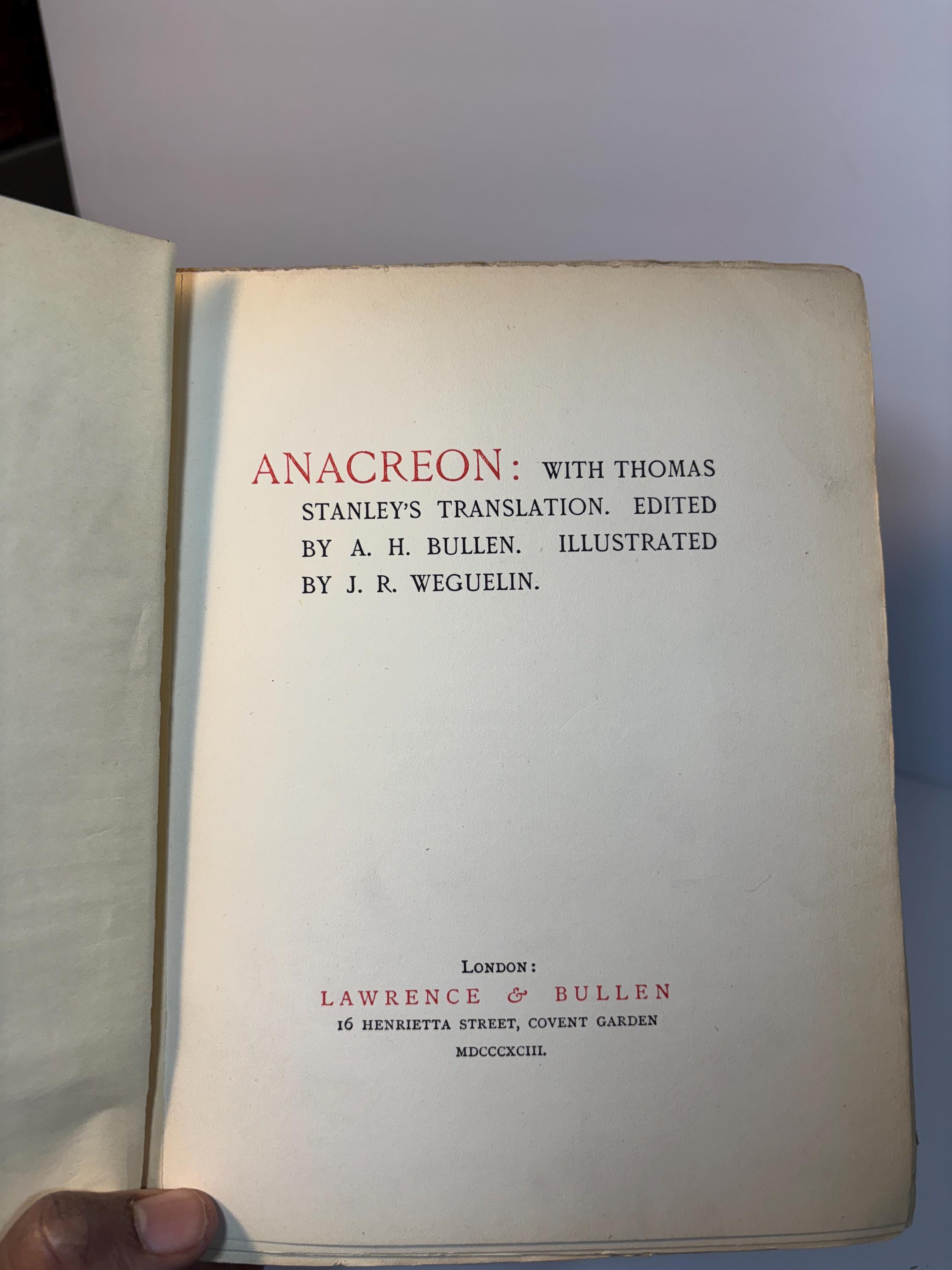 Anacreon: With Thomas Stanley's Translation… Illustrated by J.R. Weguelin — photograph 4.