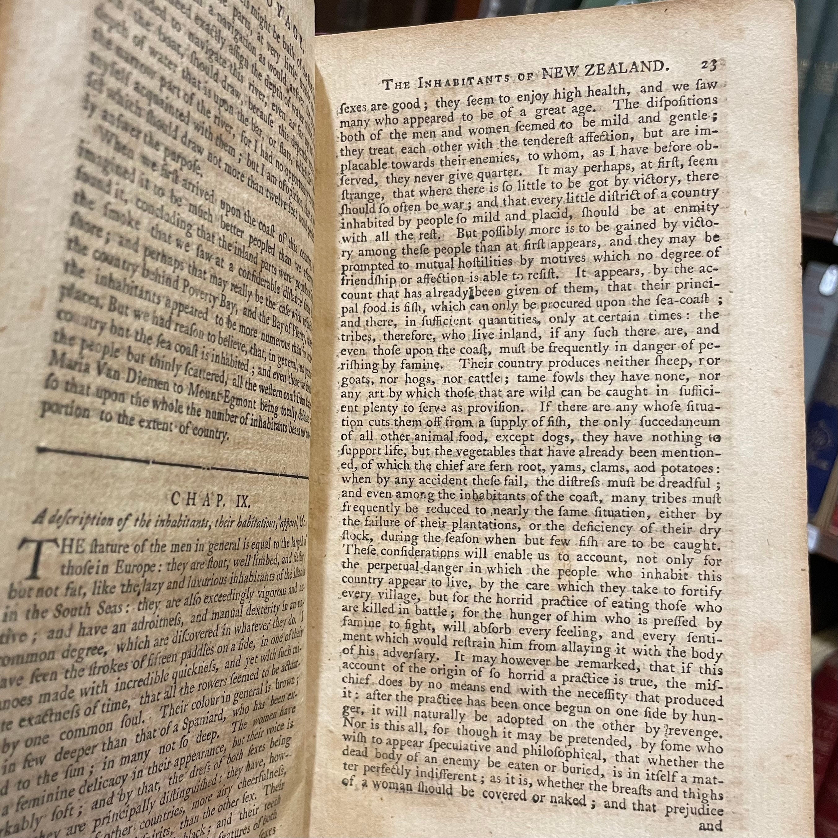 The New Voyage, Round The World, In the Years 1768, 1769, 1770 and 1771; Underrtaken by Order of his Present Majesty, Performed by Captain James Cook, In The Ship Endeavour, Drawn up from his own Journal, and from the Papers of Joseph Banks, Esq. and Published by the special Direction of The Right Honourable the Lords of The Admiralty. In Two Volumes (Vol.II Only) With Cutts and a Map of the Whole Navigation. (1 folding plate as frontispiece) — photograph 10.