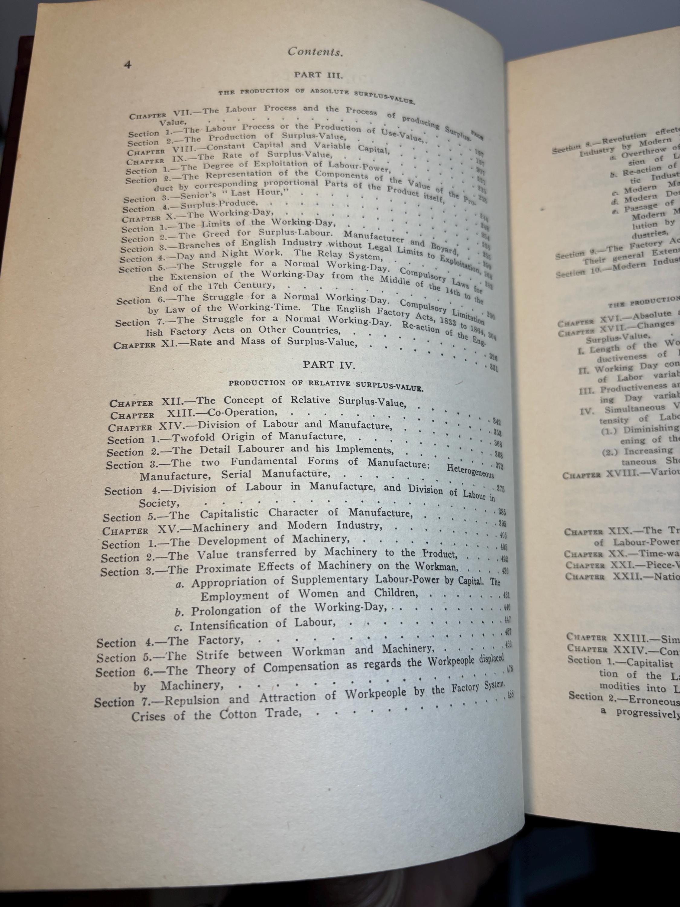 Capital, A Critique of Political Economy (3 vol.) Vol.I The Process of Capitalist Production, Translated from the Third German Edition, by Samuel Moore and Edward Aveling. Editied by Frederick Engels. Revised and Amplified According to The Fourth German Edition by Ernest Untermann. (1915) Vol.II The Process of Circulation of Capital Edited by Frederick Engels, Translated from the Second German Edition by Ernest Untermann. (1915) Vol.III The Process of Capitalist Production as a Whole. Edited by Frederick Engels, Translated from The First German Edition by Ernest Untermann. (1909) — photograph 4.