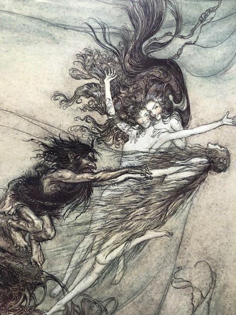 Ring of the Niblueng -:- The Rhinegold : Prelude, The Valkyrie : First Day of the Trilogy by Richard Wagner with Illustrations by Arthur Rackham : Translated by Margaret Armour — photograph 7.