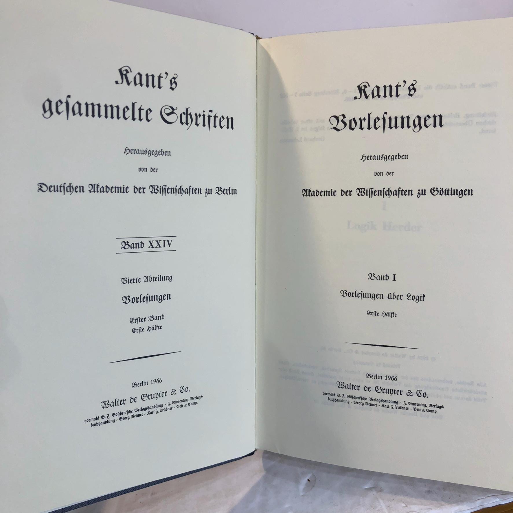 Kant's Werke. Kant's gesammelte Schriften. Königlich Preussische Akademie der Wissenschaften TRANSLATION: Kant's Works. Kant's Collected Writings. Published by the Royal Collected Writings. Royal Prussian Academy of Sciences Prussia. — photograph 10.