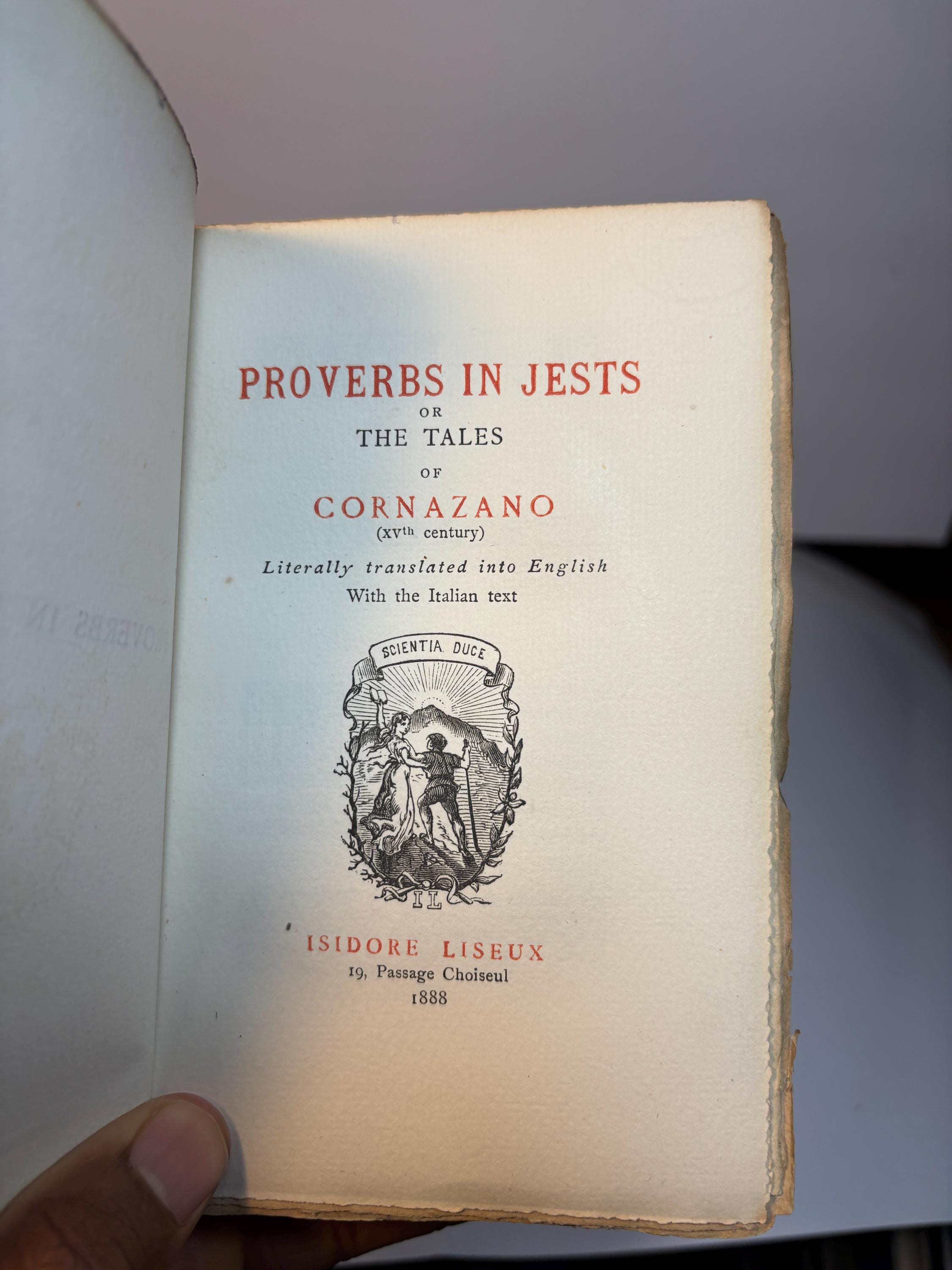Proverbs in Jests or The Tales of Cornazano (XVth century). Literally Translated into English With the Italian Text. — photograph 2.