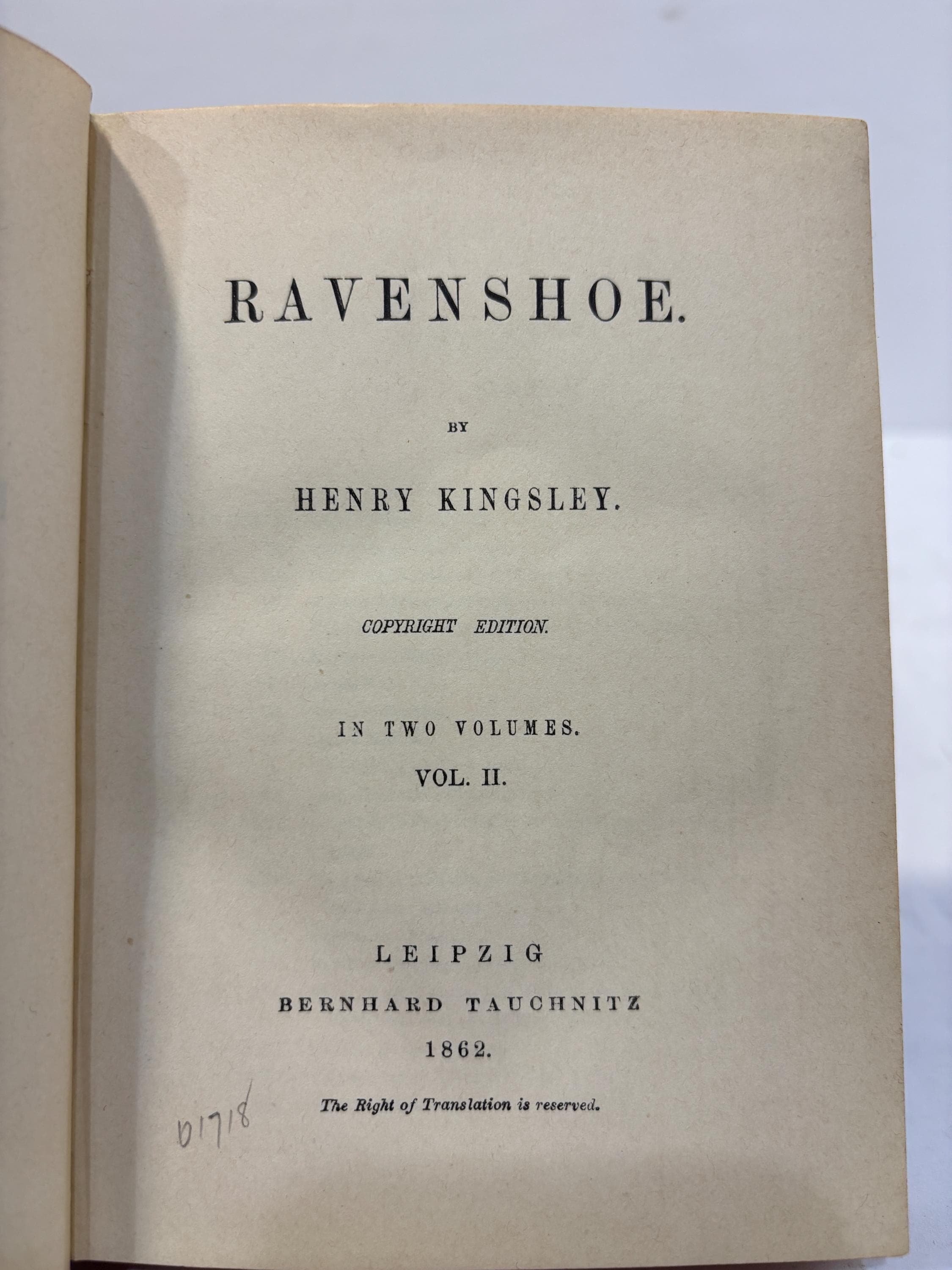 Ravenshoe. Copyright Edition. In Two Volumes. — photograph 10.