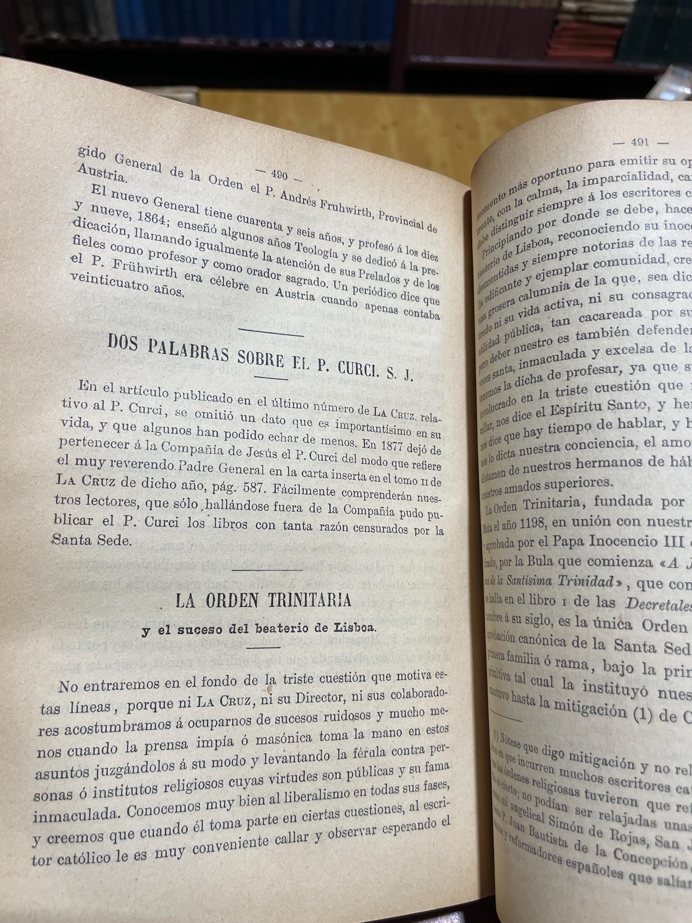 La Cruz Revista Religiosa De Espana Y Demas paises Catolicos dedicada A Maria Santisima En El Misterio De Su Inmaculada Concepcion Fundada En Noviembre de 1852 Y Publicada Con Censura Eclesiastica Por D. Lean Carbonero Y Sol Su Propietario Y Director. Tomo II. Translated from Spanish: The Cross: Religious Review of Spain and other Catholic countries dedicated to Most Holy Mary in the mystery of her Immaculate Conception. Founded in November 1852 and published with ecclesiastical censorship by D. Lean Carbonero y Sol, its owner and director. — photograph 7.