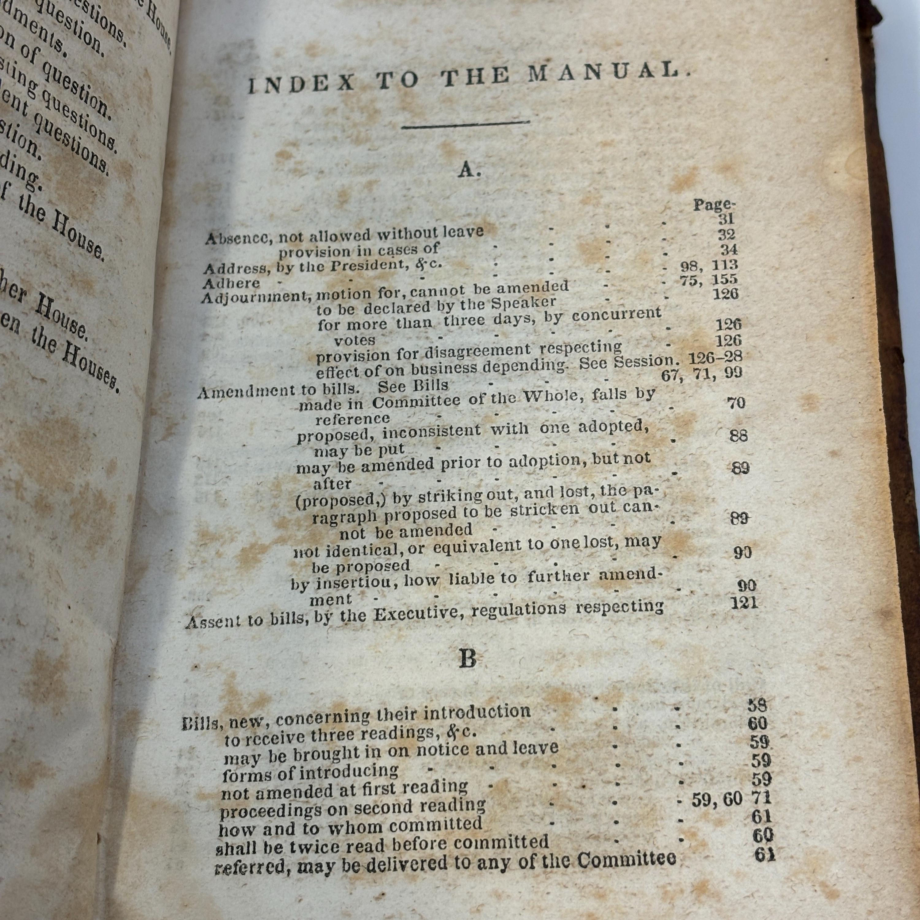 Manual of Parlimentary Practice, Composed Originally for The Senate of The United States. The Constitution of The United States, and The Rules for Conducting Business in Both Houses of Congress; With all the amendments, erasures and additions, down to the year 1848; Concluding with a Tabular Statement of the Population of The United States, and the Apportionment of Representatives in Congree, under the Census of 1840. — photograph 3.